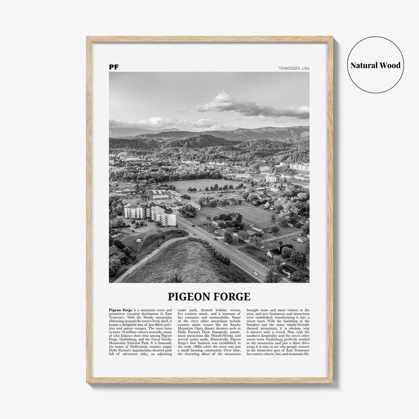 Pigeon Forge Print Black and White, Pigeon Forge Wall Art, Pigeon Forge Poster, Pigeon Forge Photo, Pigeon Forge Décor, Pigeon Forge Map