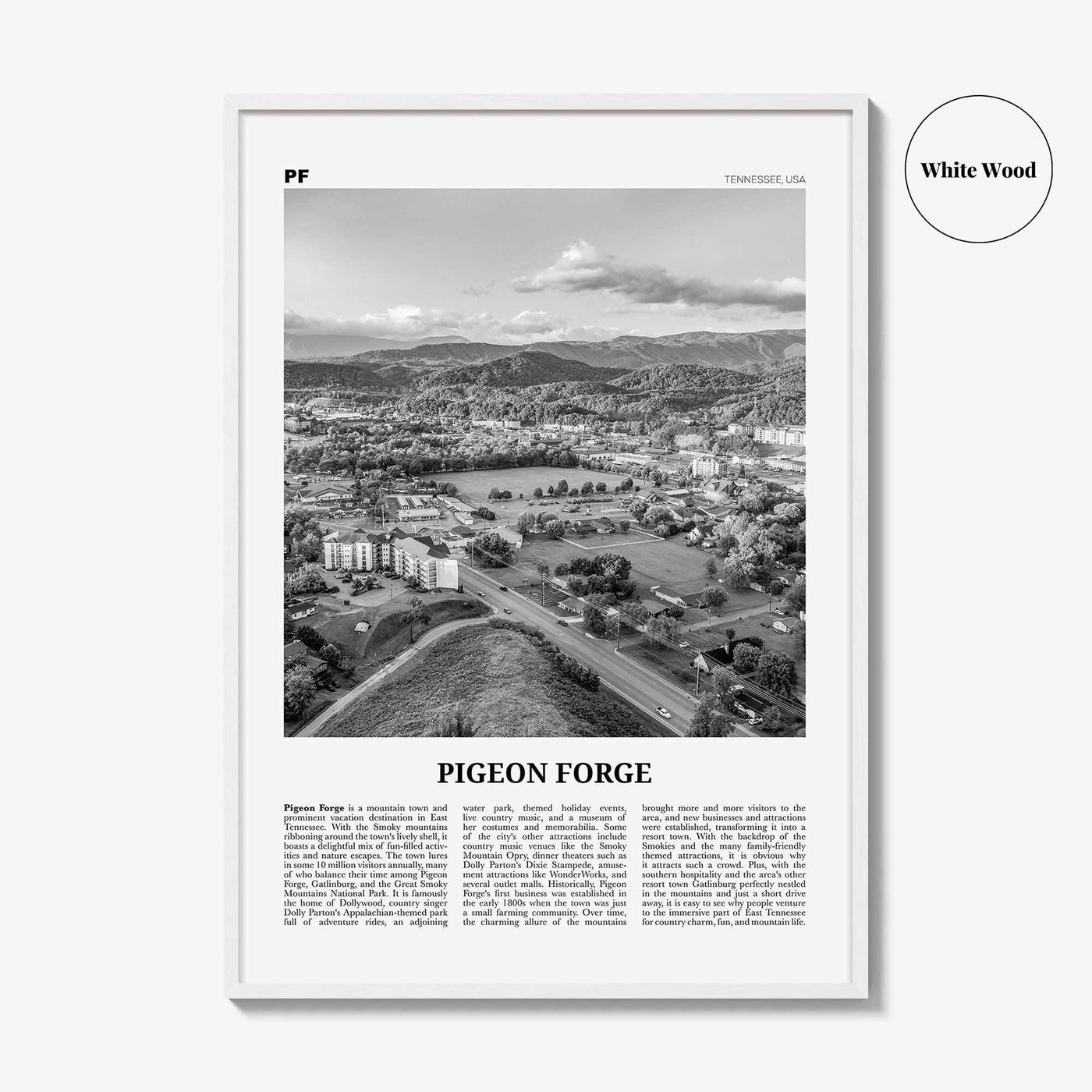 Pigeon Forge Print Black and White, Pigeon Forge Wall Art, Pigeon Forge Poster, Pigeon Forge Photo, Pigeon Forge Décor, Pigeon Forge Map