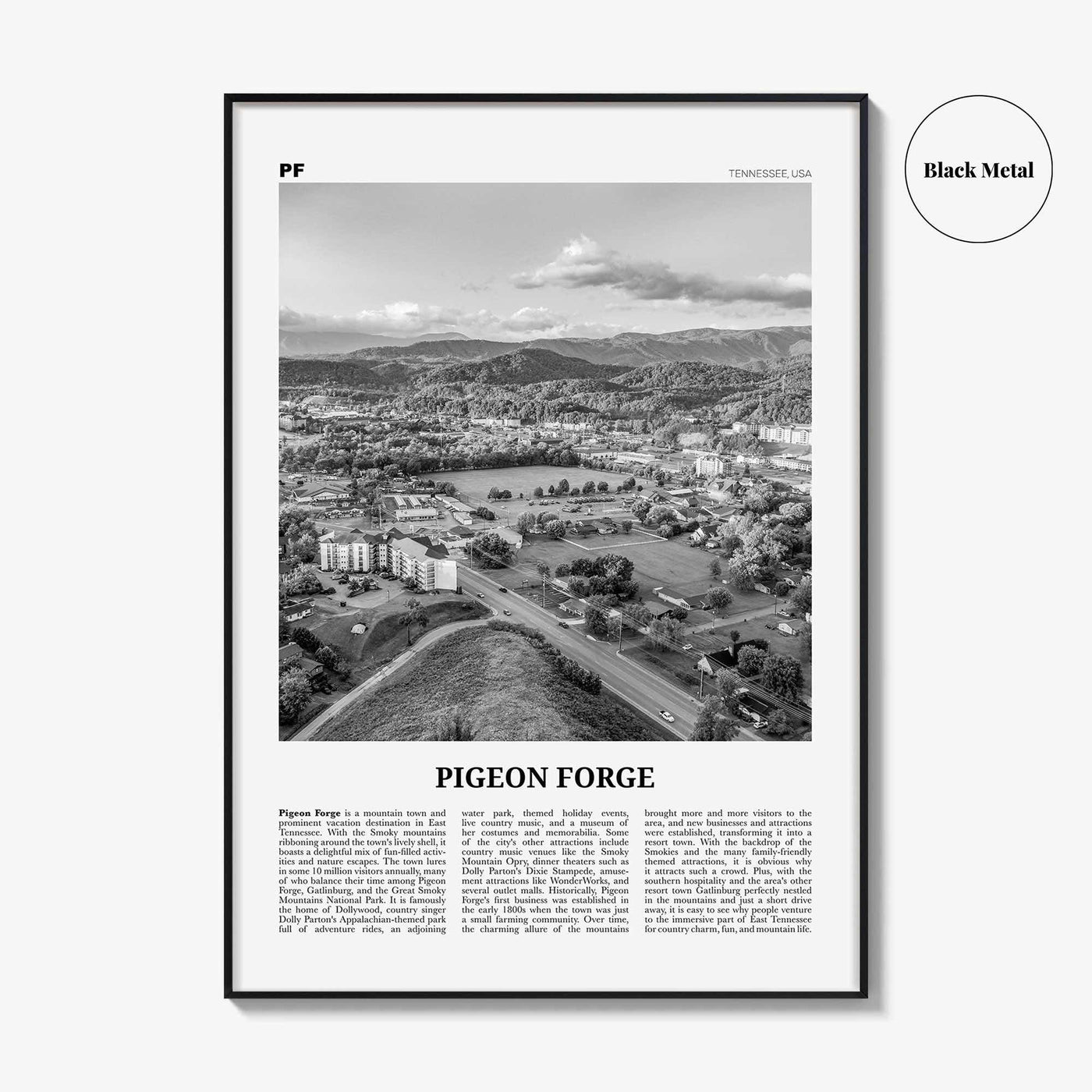 Pigeon Forge Print Black and White, Pigeon Forge Wall Art, Pigeon Forge Poster, Pigeon Forge Photo, Pigeon Forge Décor, Pigeon Forge Map