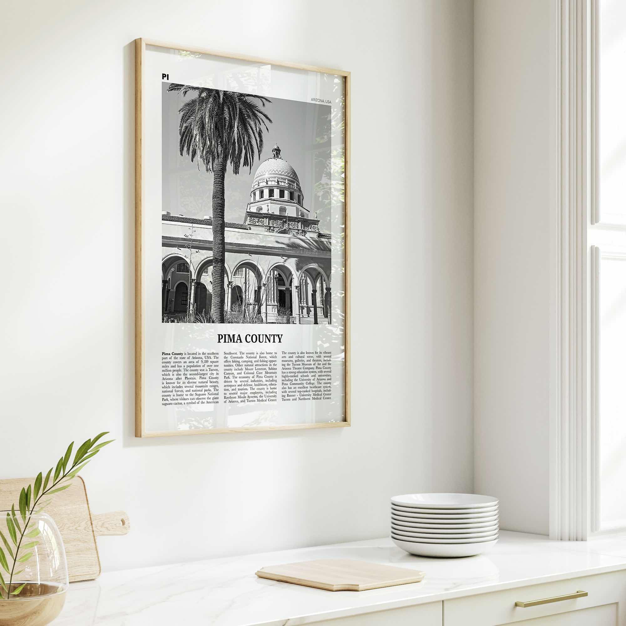 Pima County Print Black and White, Pima County Wall Art, Pima County Poster, Pima County Photo, Pima County Wall Décor, Pima County Map