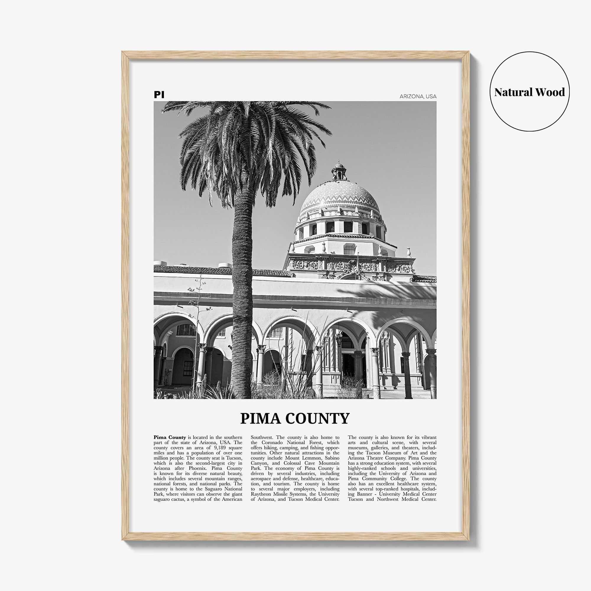 Pima County Print Black and White, Pima County Wall Art, Pima County Poster, Pima County Photo, Pima County Wall Décor, Pima County Map