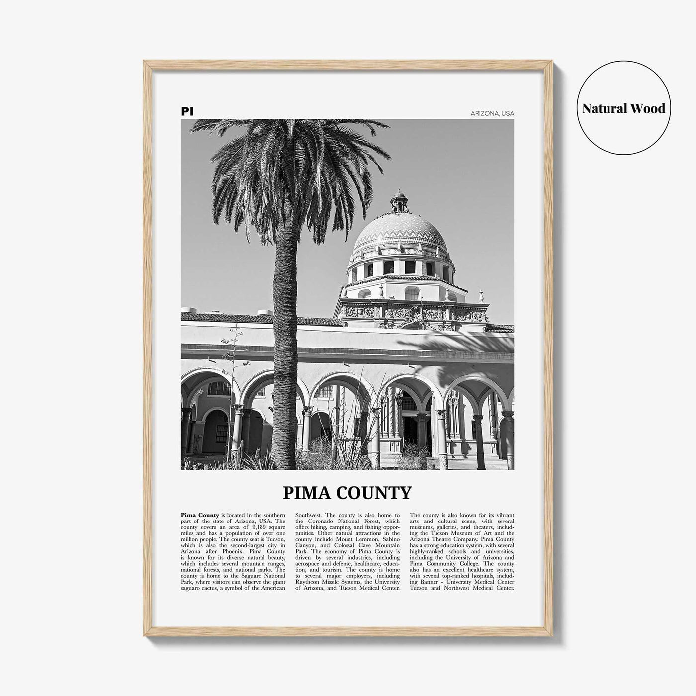 Pima County Print Black and White, Pima County Wall Art, Pima County Poster, Pima County Photo, Pima County Wall Décor, Pima County Map