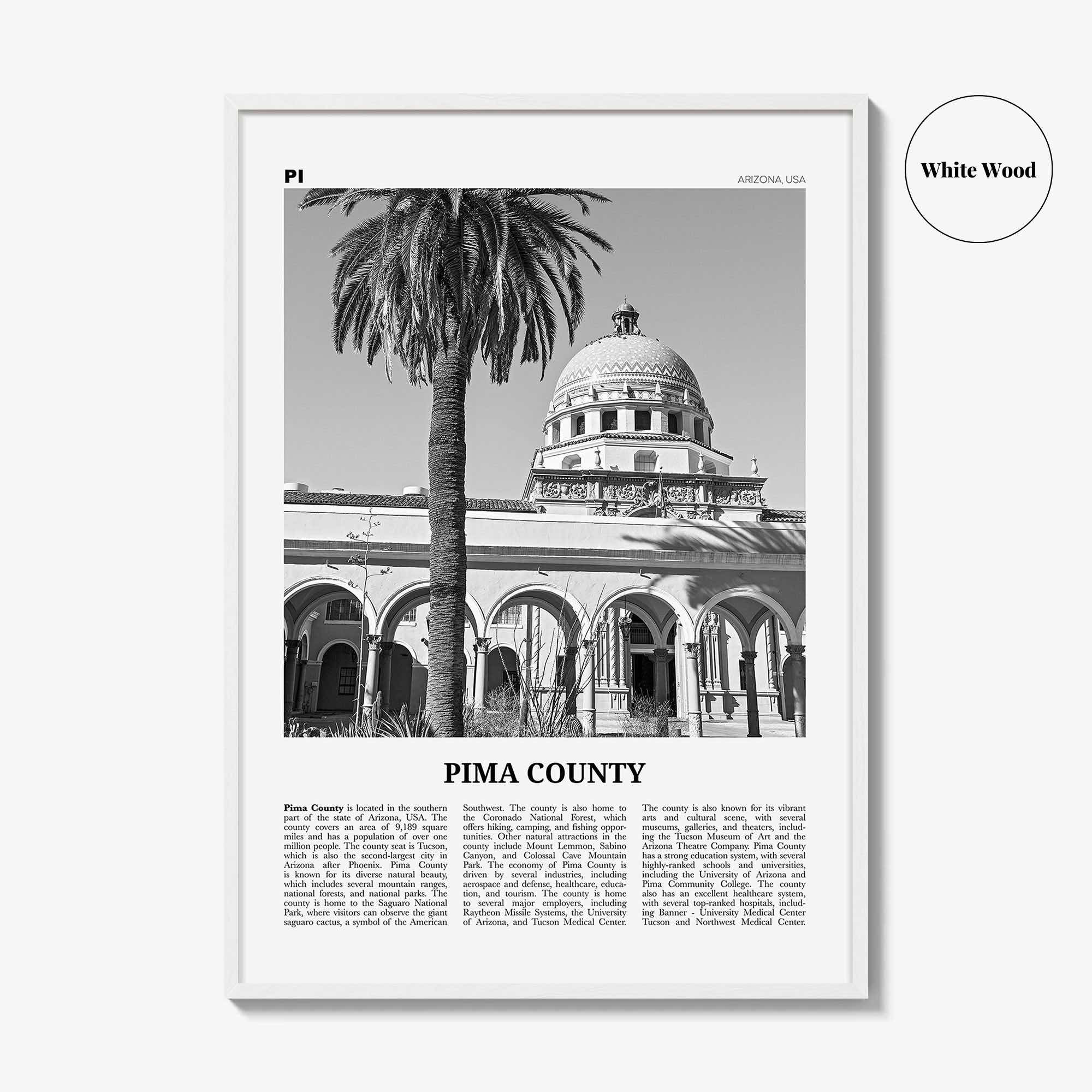 Pima County Print Black and White, Pima County Wall Art, Pima County Poster, Pima County Photo, Pima County Wall Décor, Pima County Map