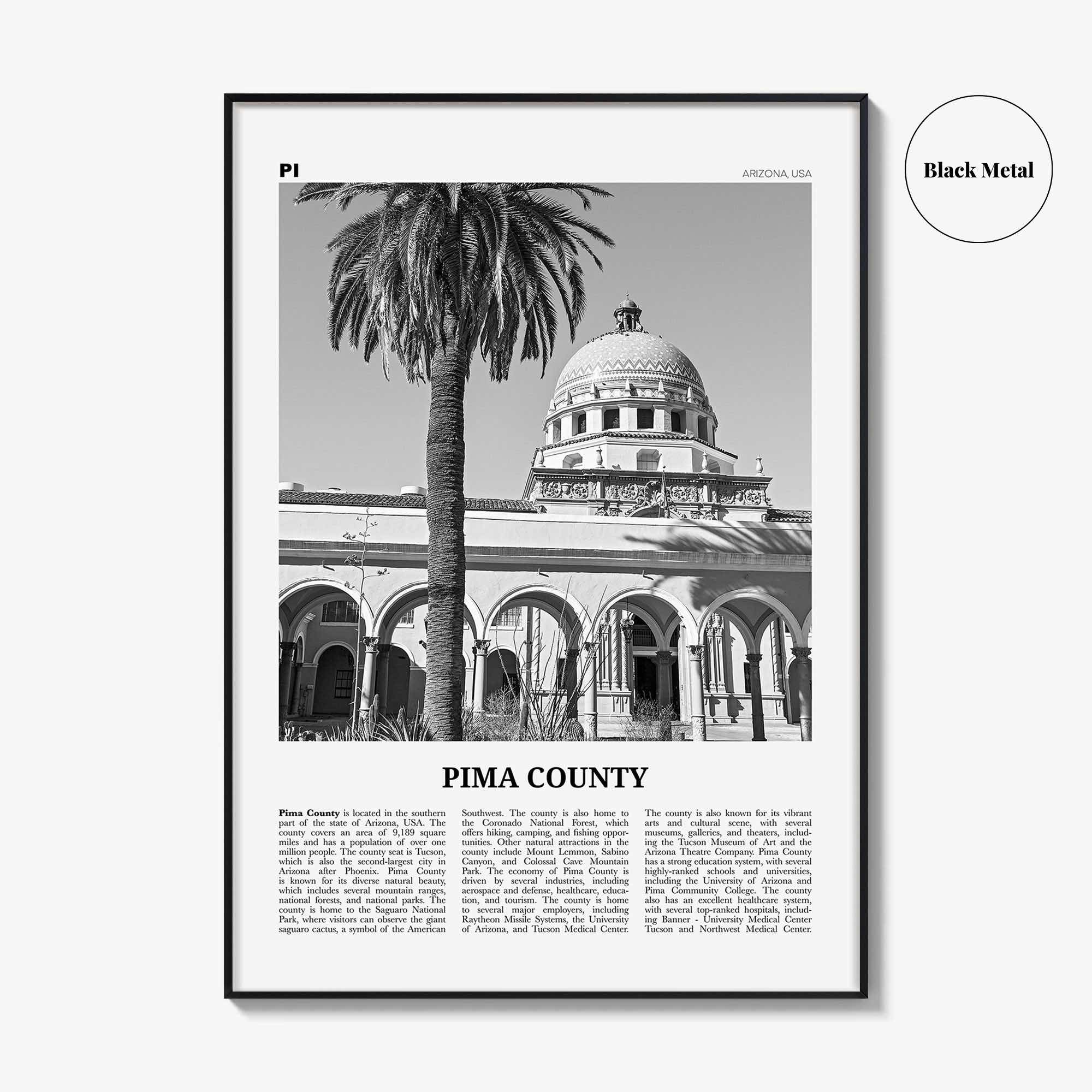 Pima County Print Black and White, Pima County Wall Art, Pima County Poster, Pima County Photo, Pima County Wall Décor, Pima County Map
