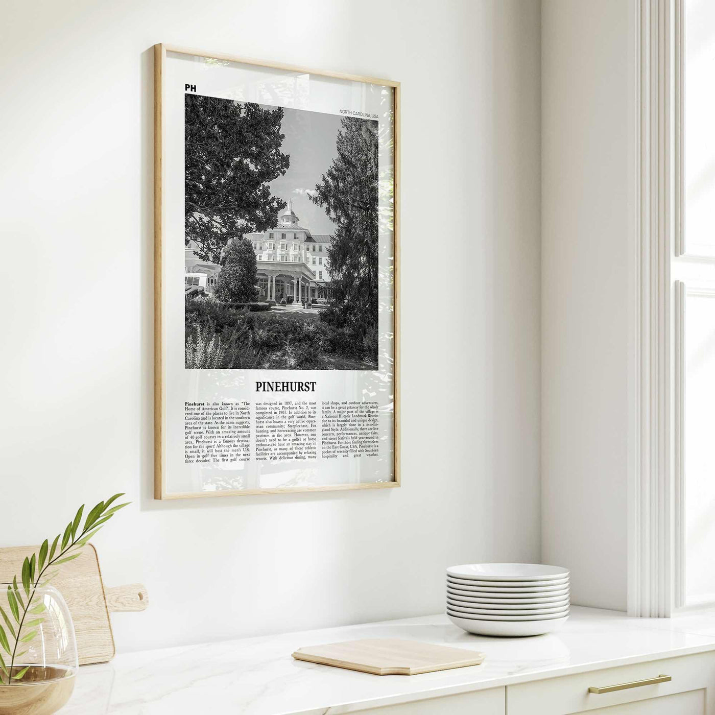 Pinehurst Print Black and White, Pinehurst Wall Art, Pinehurst Poster, Pinehurst Photo, Pinehurst Décor, Pinehurst Map, North Carolina, USA