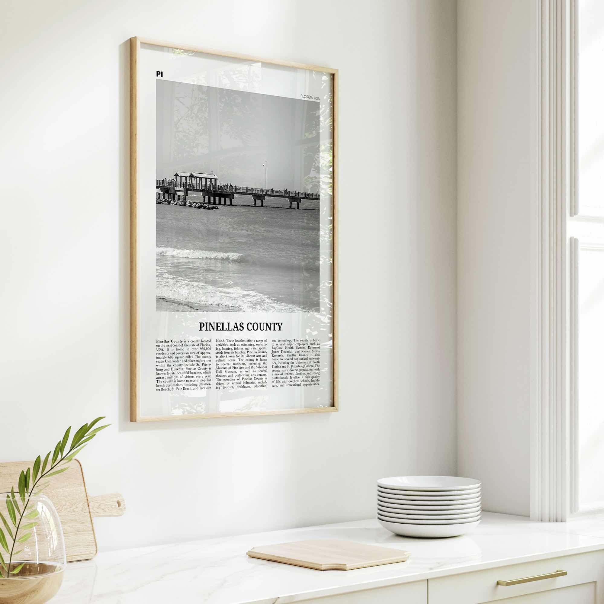 Pinellas County Print Black and White, Pinellas County Wall Art, Pinellas County Poster, Pinellas Photo, Pinellas Wall Décor, Pinellas Map