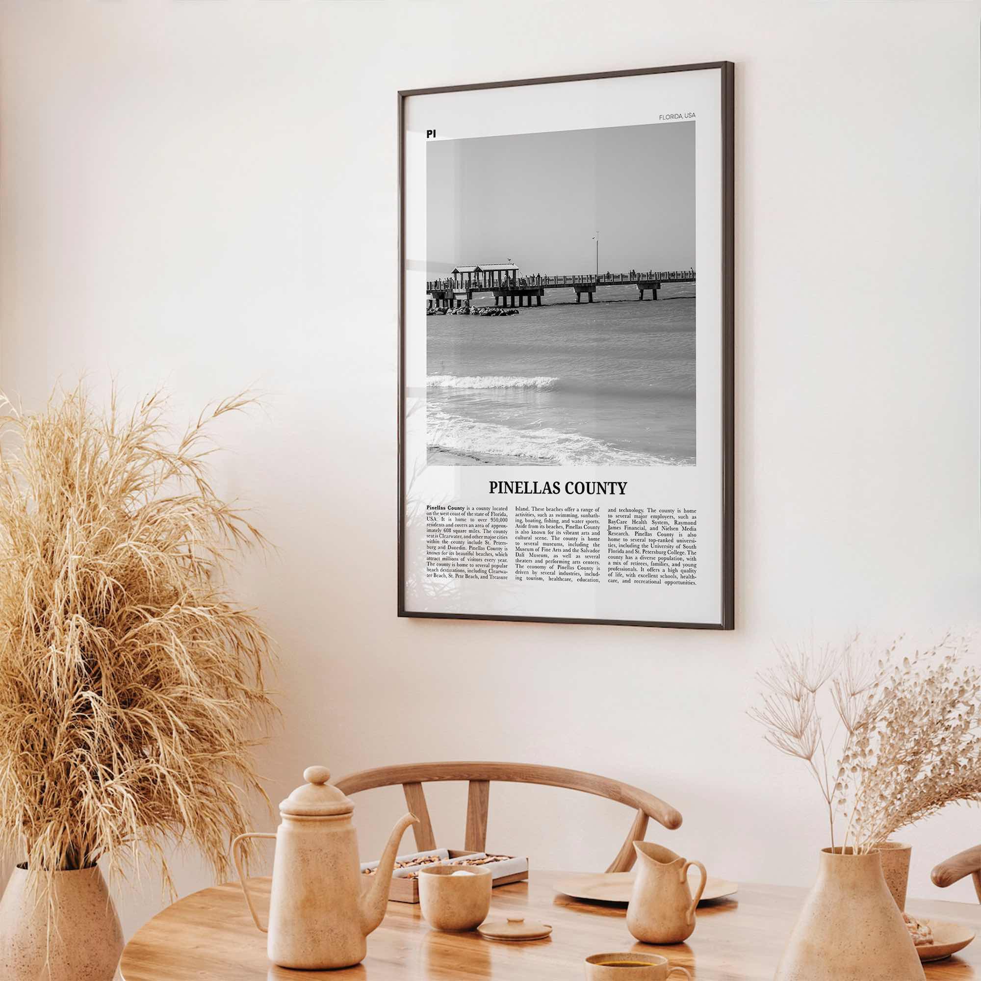 Pinellas County Print Black and White, Pinellas County Wall Art, Pinellas County Poster, Pinellas Photo, Pinellas Wall Décor, Pinellas Map