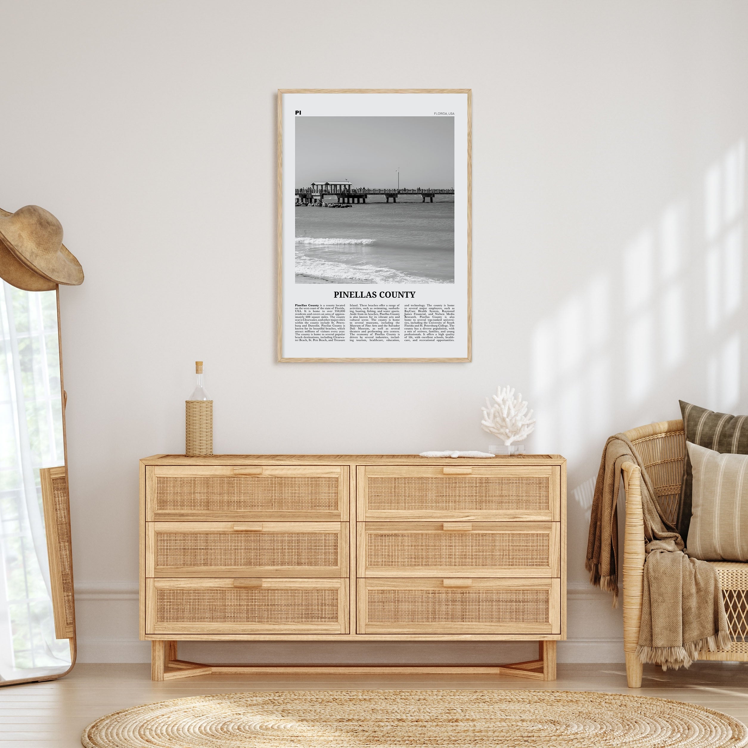 Pinellas County Travel B&W Poster
