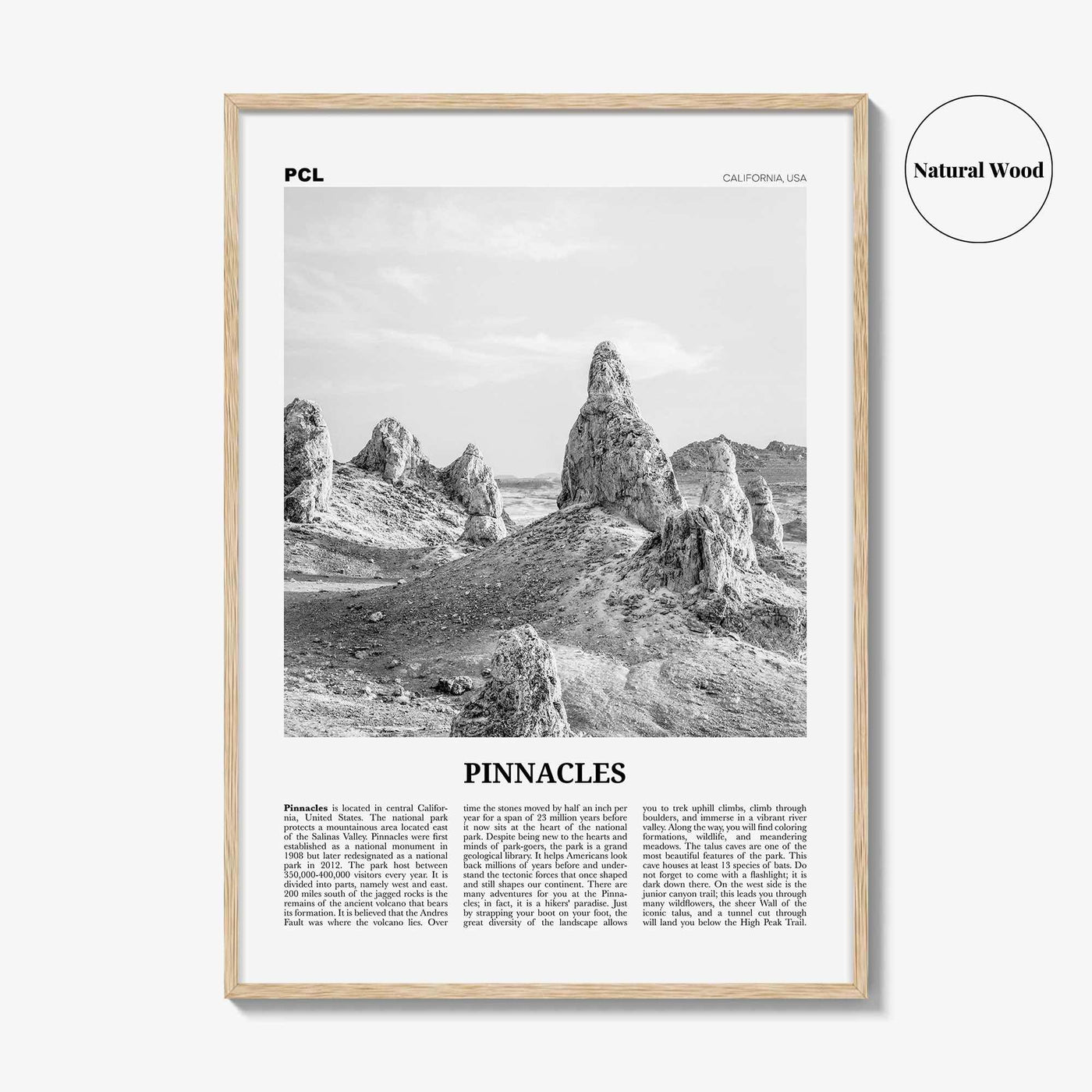 Pinnacles National Park Print Black and White, Pinnacles Wall Art, Pinnacles Poster, Pinnacles Photo, California, USA, United States