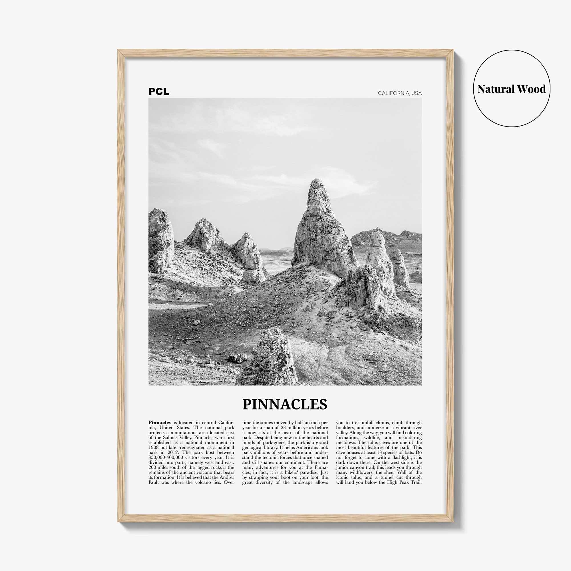 Pinnacles National Park Print Black and White, Pinnacles Wall Art, Pinnacles Poster, Pinnacles Photo, California, USA, United States