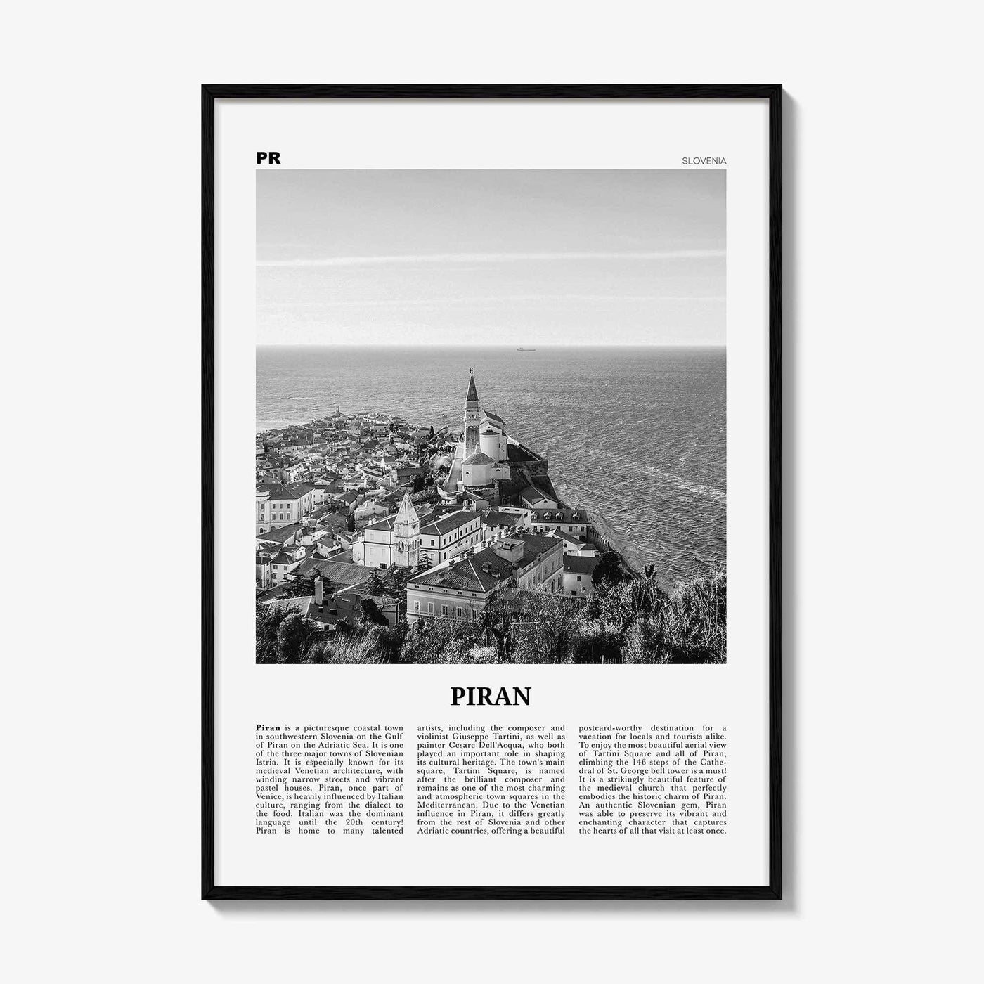 Piran Print Black and White, Piran Wall Art, Piran Poster, Piran Photo, Piran Wall Décor, Pirano, Slovenia, Coastal–Karst