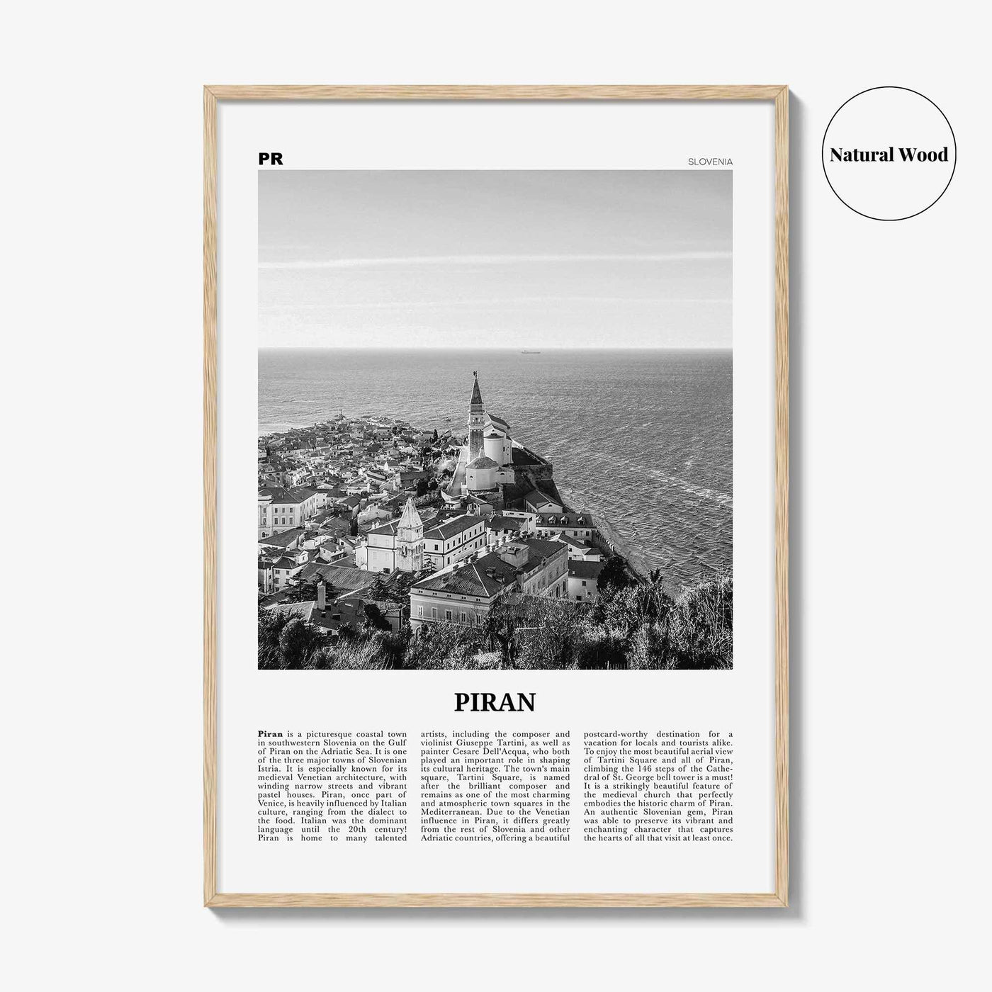 Piran Print Black and White, Piran Wall Art, Piran Poster, Piran Photo, Piran Wall Décor, Pirano, Slovenia, Coastal–Karst