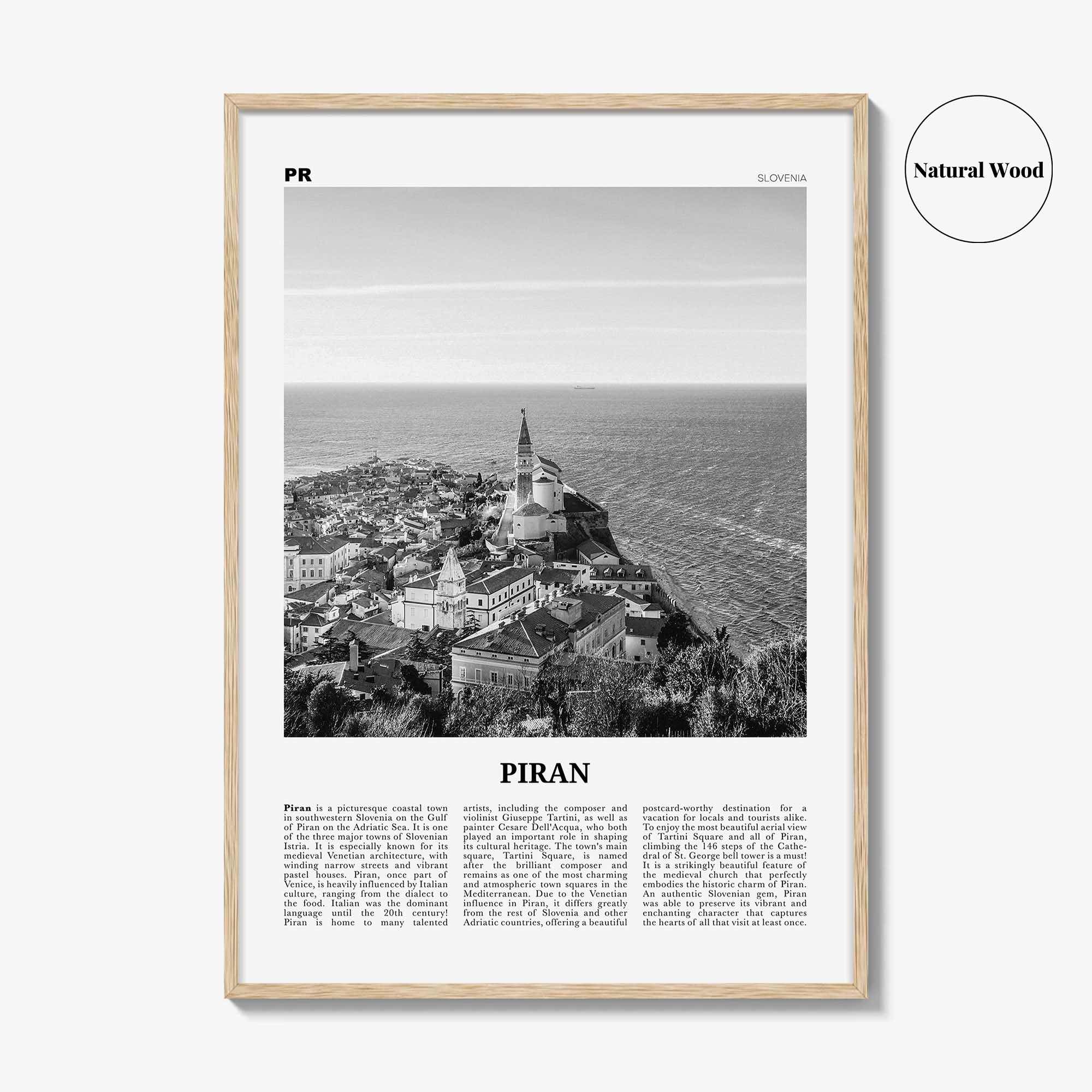 Piran Print Black and White, Piran Wall Art, Piran Poster, Piran Photo, Piran Wall Décor, Pirano, Slovenia, Coastal–Karst