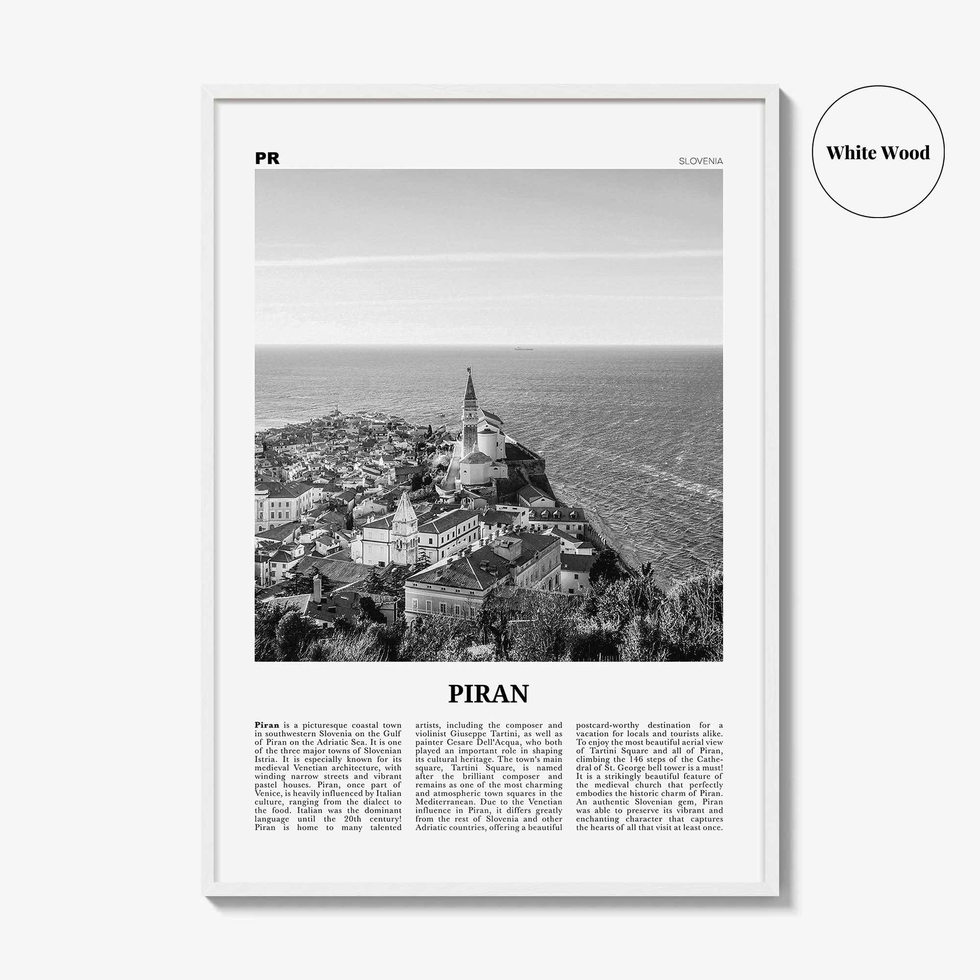 Piran Print Black and White, Piran Wall Art, Piran Poster, Piran Photo, Piran Wall Décor, Pirano, Slovenia, Coastal–Karst