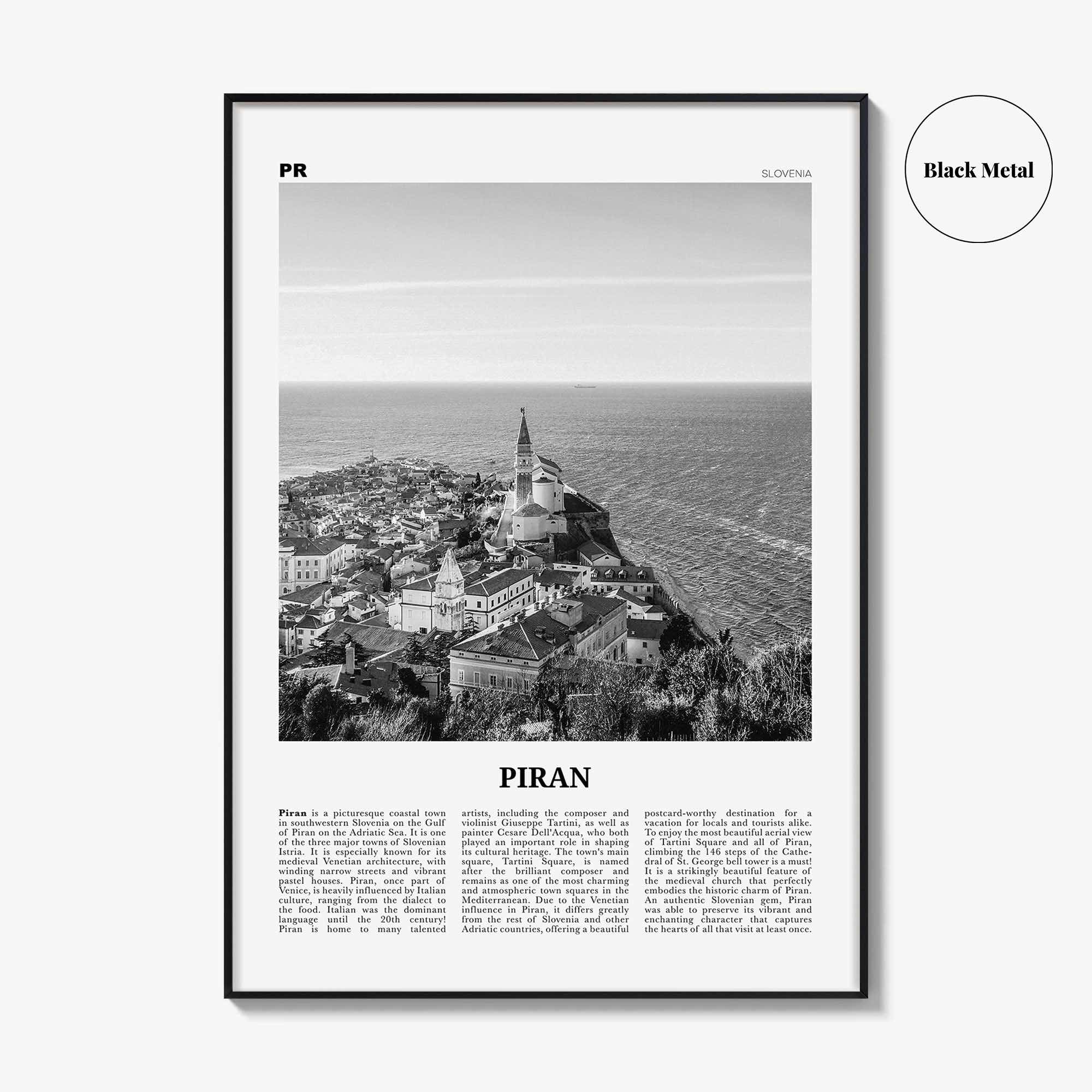 Piran Print Black and White, Piran Wall Art, Piran Poster, Piran Photo, Piran Wall Décor, Pirano, Slovenia, Coastal–Karst