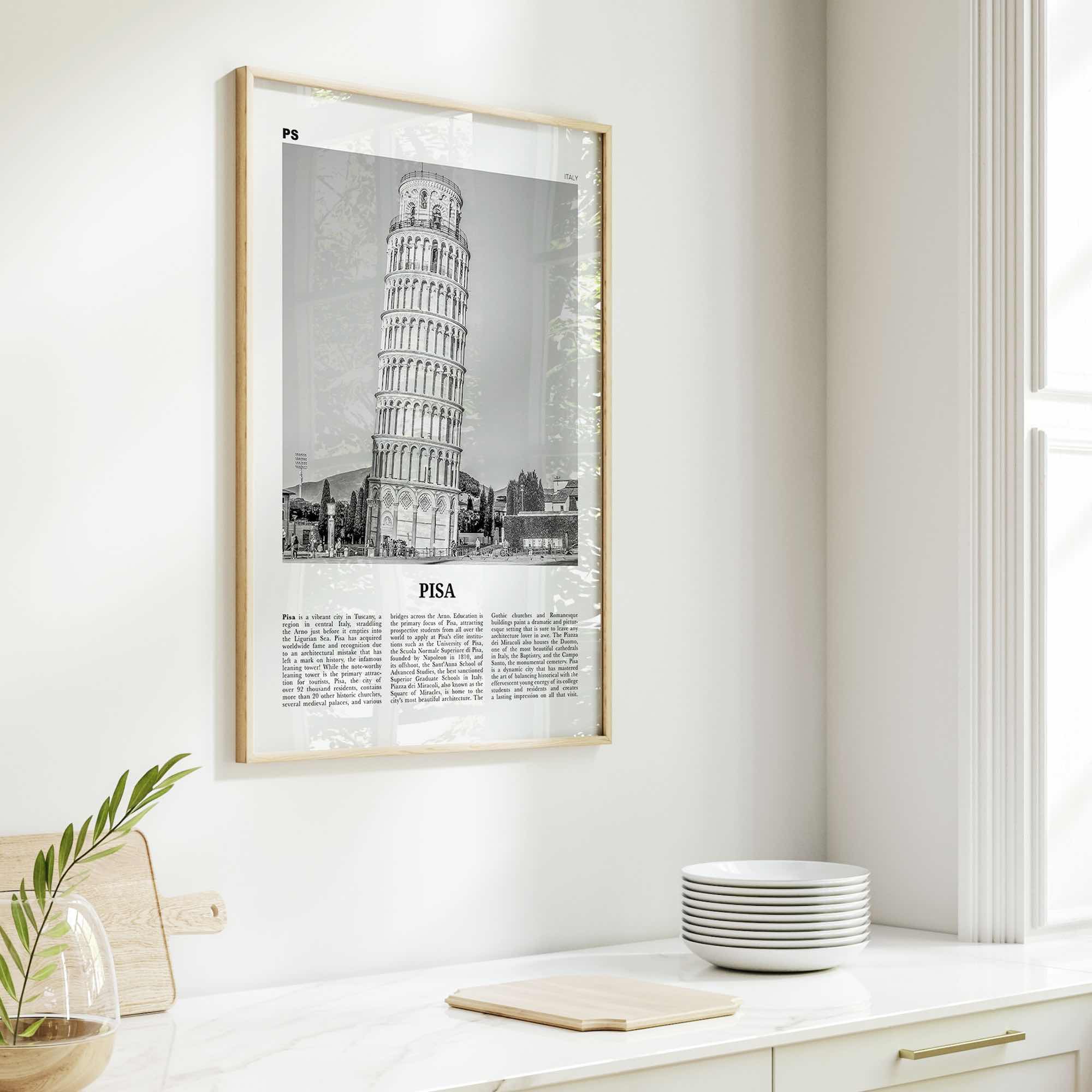 Pisa Print Black and White, Pisa Wall Art, Pisa Poster, Pisa Photo, Pisa Wall Décor, Italy, Italia, Tuscany, Travel Poster Print, Europe