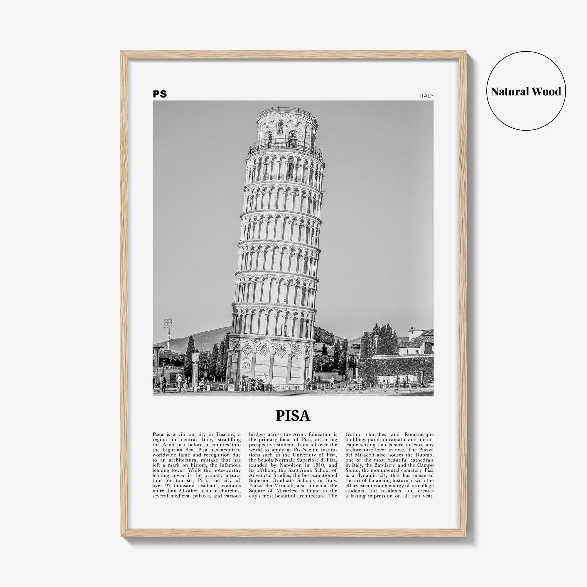 Pisa Print Black and White, Pisa Wall Art, Pisa Poster, Pisa Photo, Pisa Wall Décor, Italy, Italia, Tuscany, Travel Poster Print, Europe