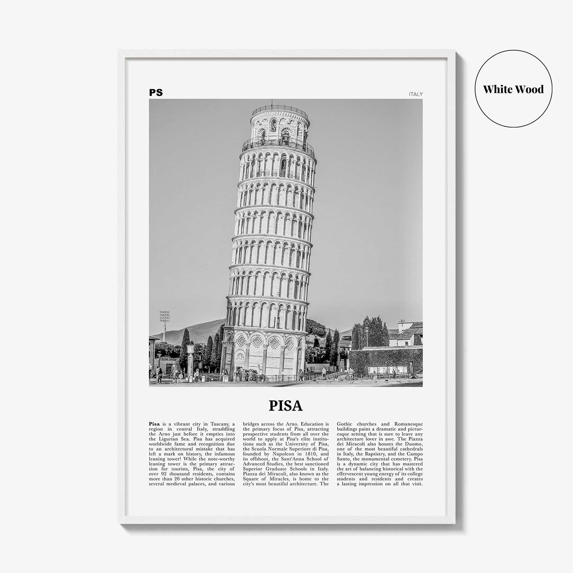 Pisa Print Black and White, Pisa Wall Art, Pisa Poster, Pisa Photo, Pisa Wall Décor, Italy, Italia, Tuscany, Travel Poster Print, Europe