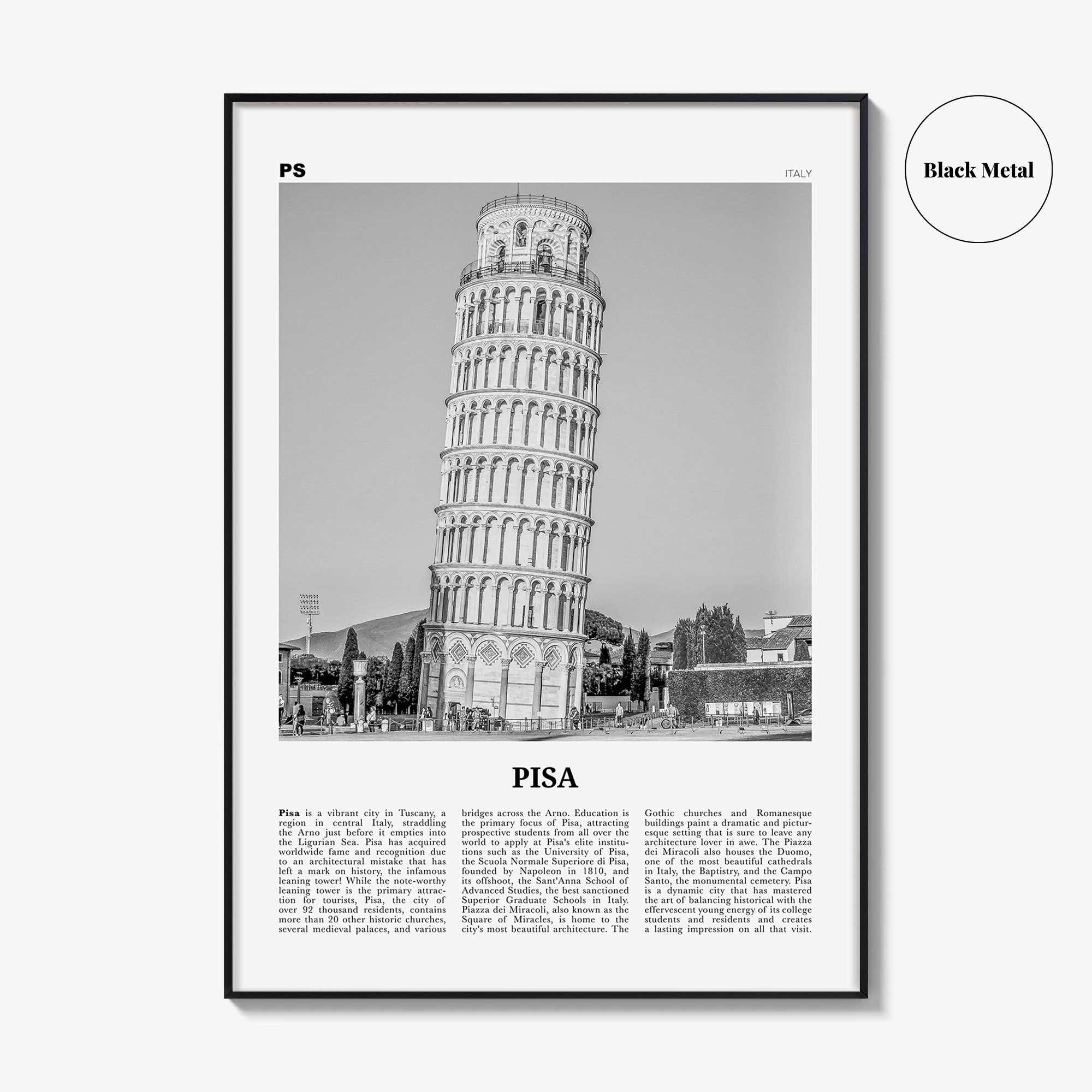 Pisa Print Black and White, Pisa Wall Art, Pisa Poster, Pisa Photo, Pisa Wall Décor, Italy, Italia, Tuscany, Travel Poster Print, Europe