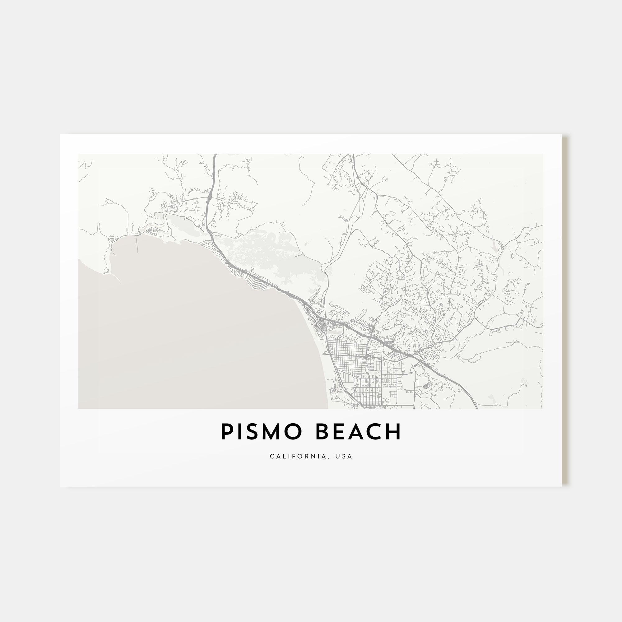 Pismo Beach Map Landscape Poster