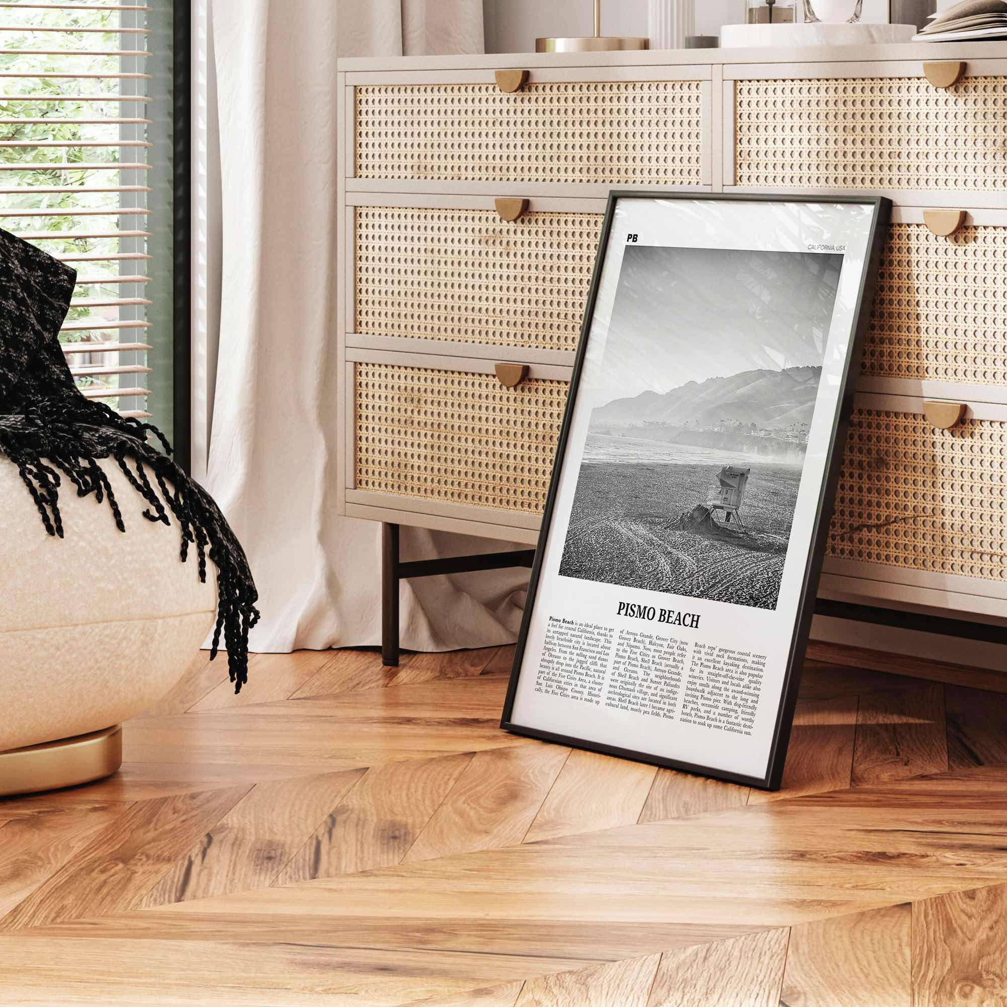 Pismo Beach Print Black and White, Pismo Beach Wall Art, Pismo Beach Poster, Pismo Beach Photo, California, USA United States, North America