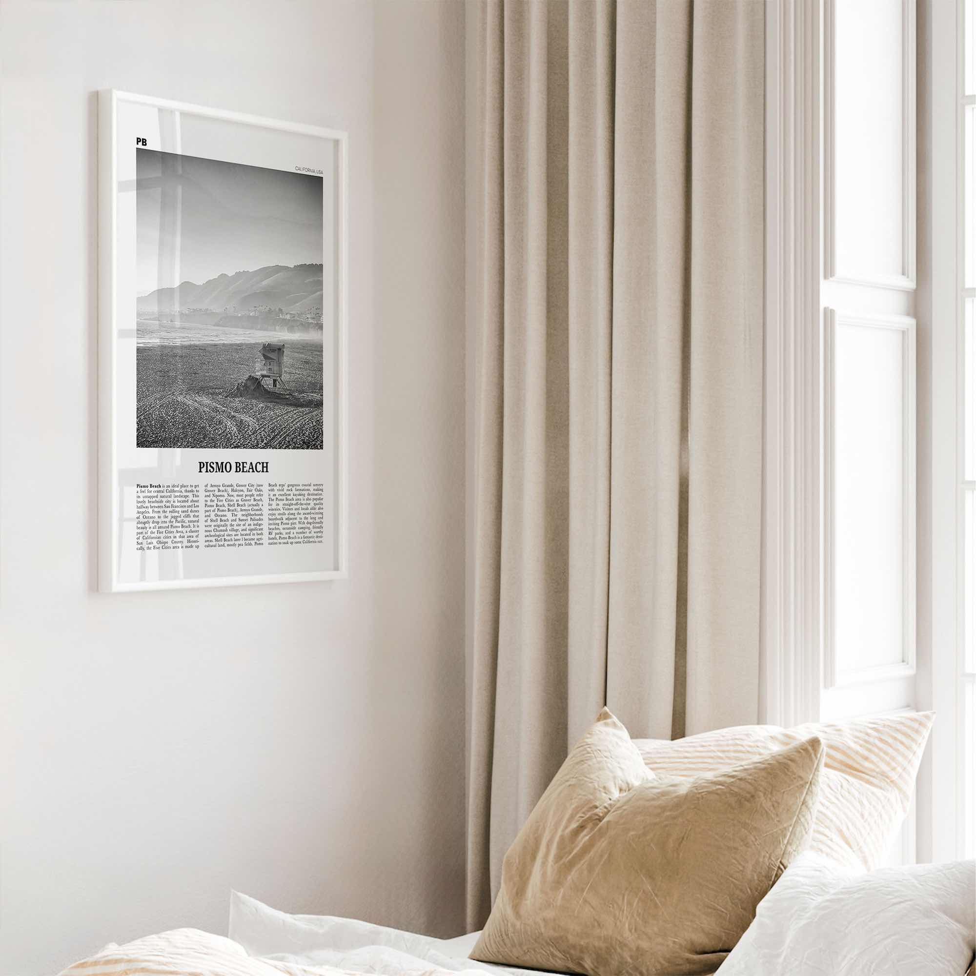 Pismo Beach Print Black and White, Pismo Beach Wall Art, Pismo Beach Poster, Pismo Beach Photo, California, USA United States, North America