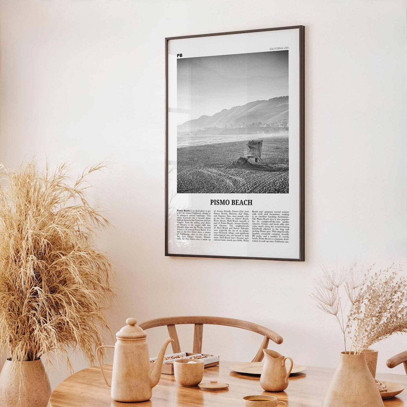 Pismo Beach Print Black and White, Pismo Beach Wall Art, Pismo Beach Poster, Pismo Beach Photo, California, USA United States, North America