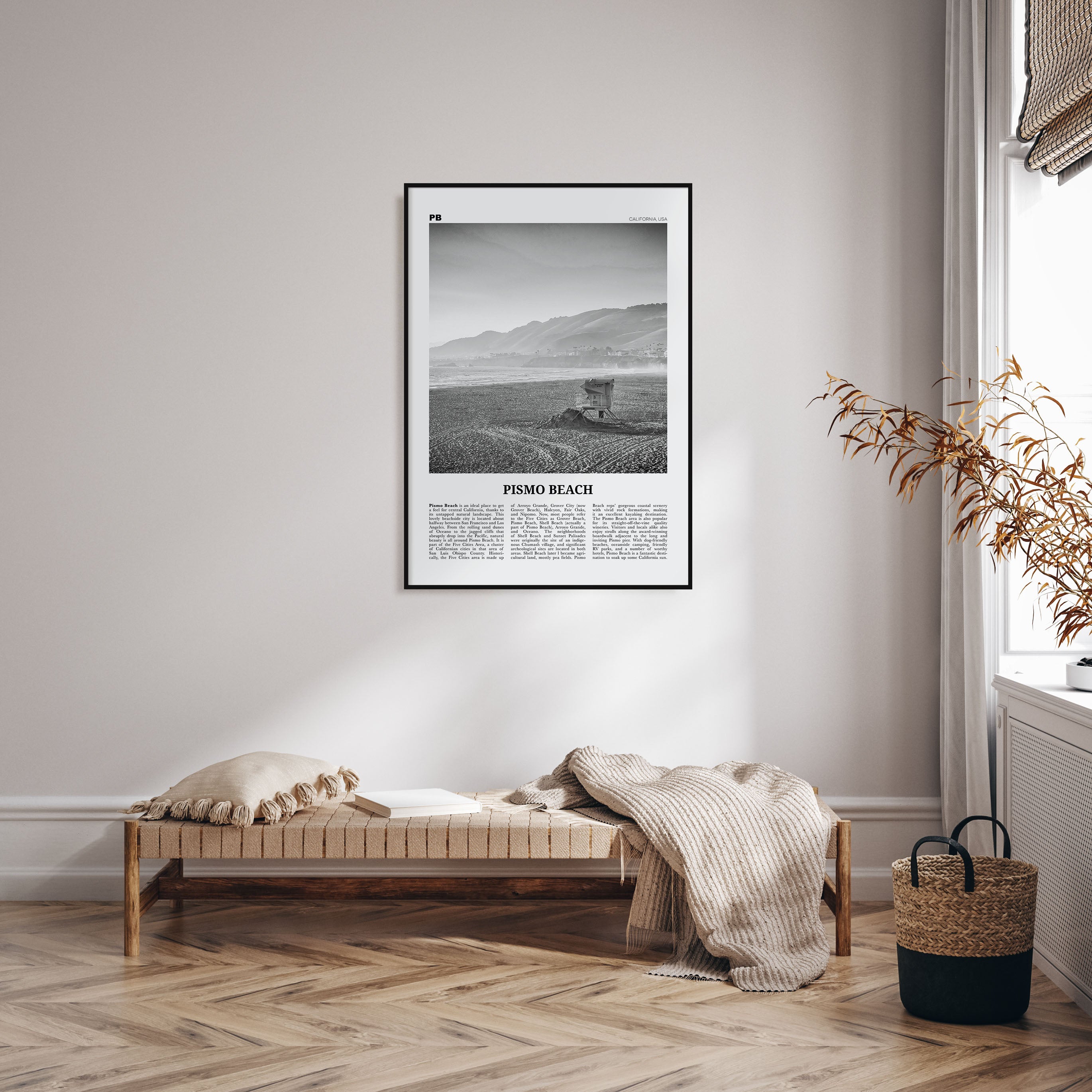 Pismo Beach Travel B&W Poster