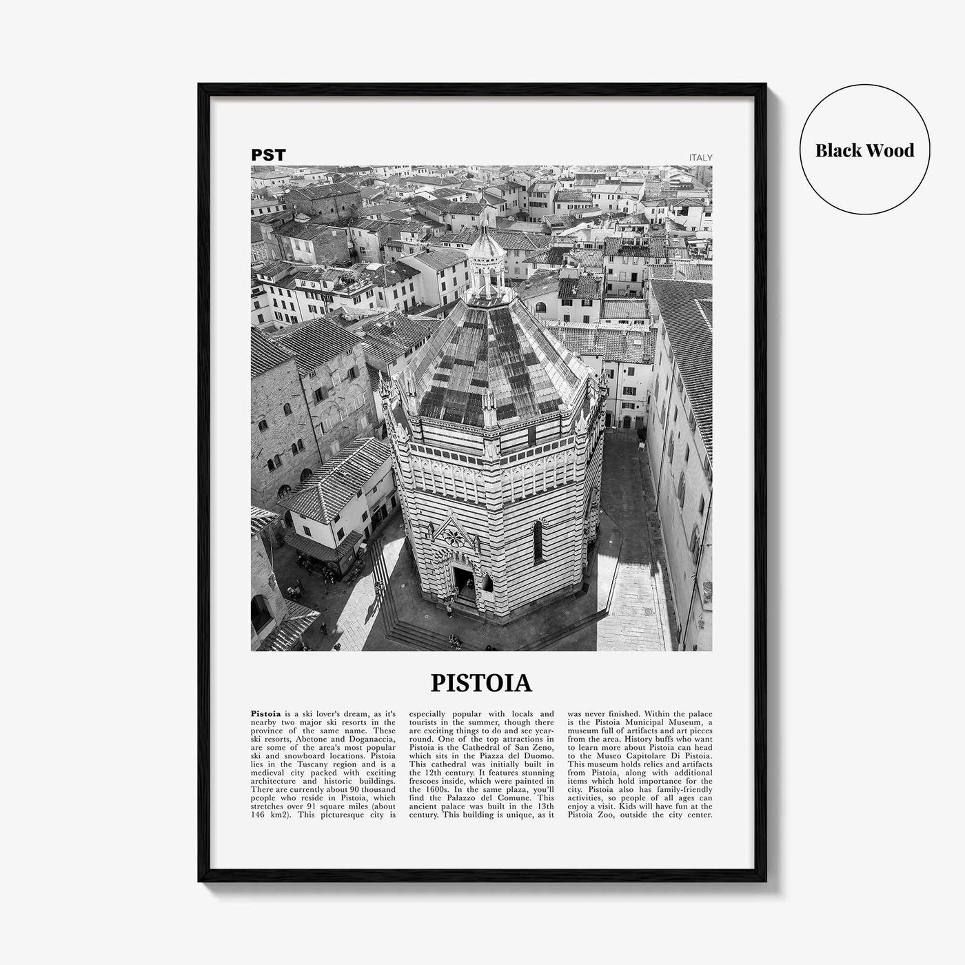 Pistoia Print Black and White, Pistoia Wall Art, Pistoia Poster, Pistoia Photo, Pistoia Wall Décor, Pistoia Map, Italy