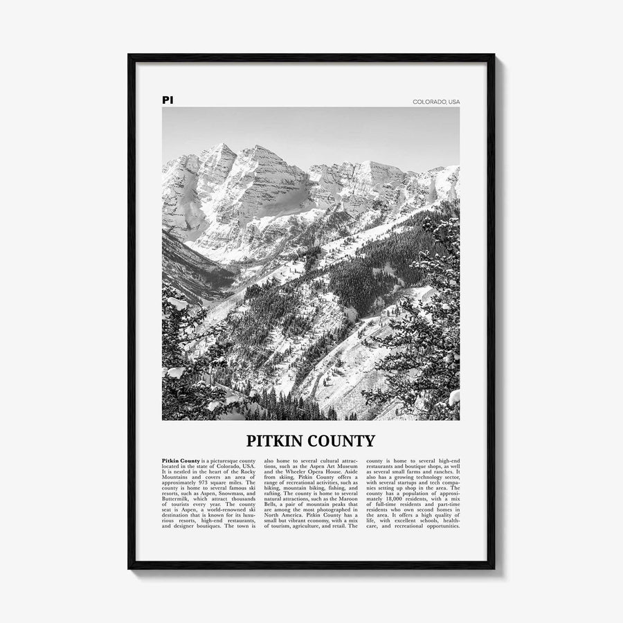 Pitkin County Print Black and White, Pitkin County Wall Art, Pitkin County Poster, Pitkin County Photo, Pitkin County Wall Décor, Pitkin Map