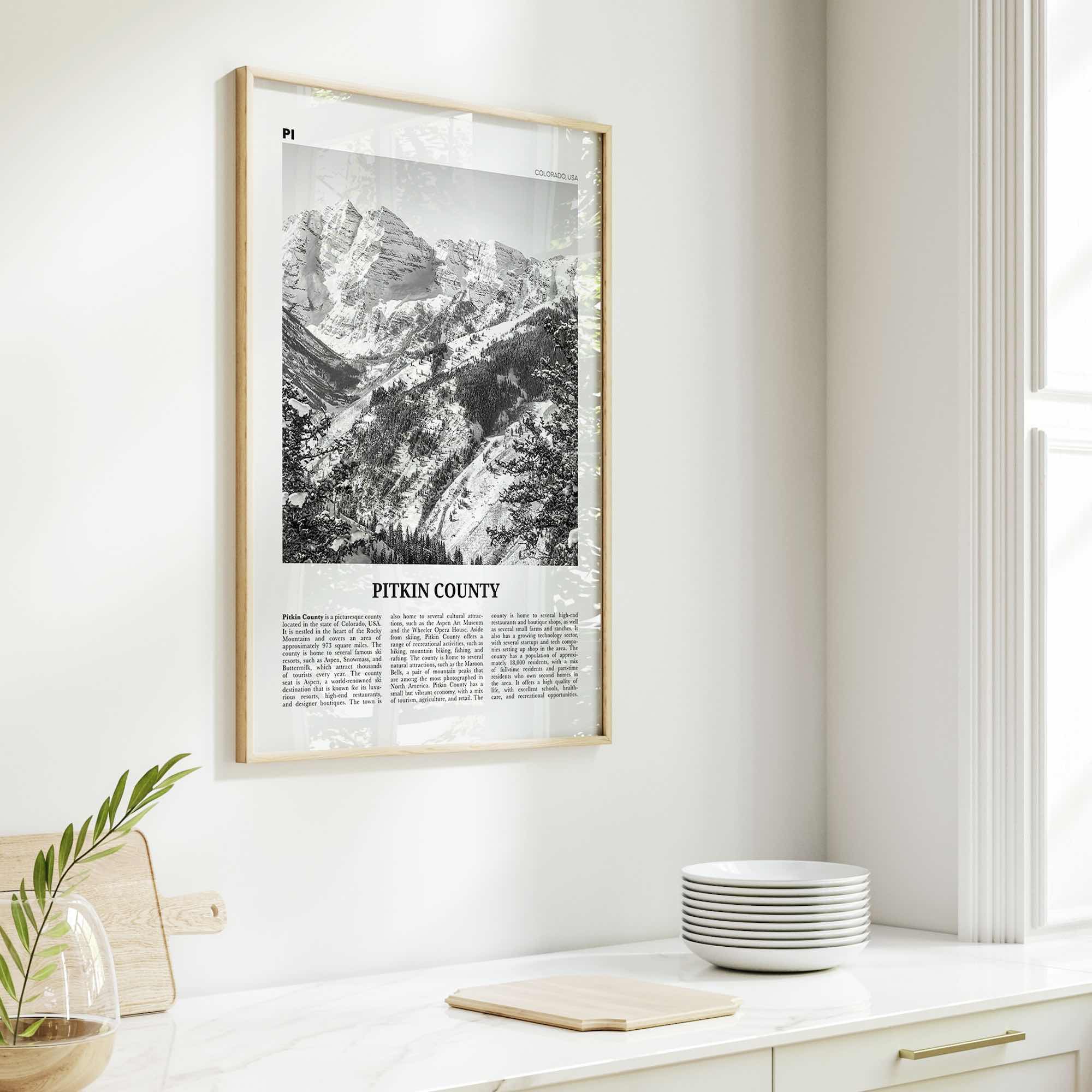 Pitkin County Print Black and White, Pitkin County Wall Art, Pitkin County Poster, Pitkin County Photo, Pitkin County Wall Décor, Pitkin Map