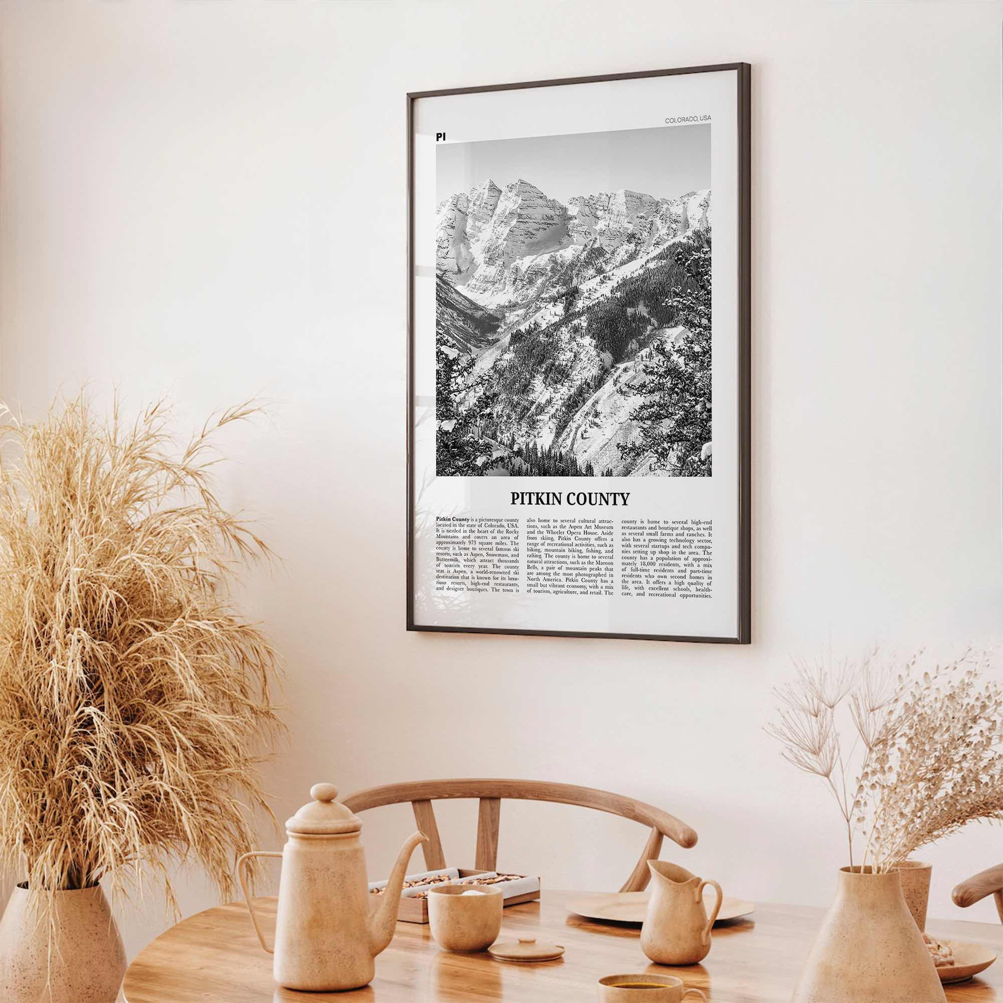 Pitkin County Print Black and White, Pitkin County Wall Art, Pitkin County Poster, Pitkin County Photo, Pitkin County Wall Décor, Pitkin Map
