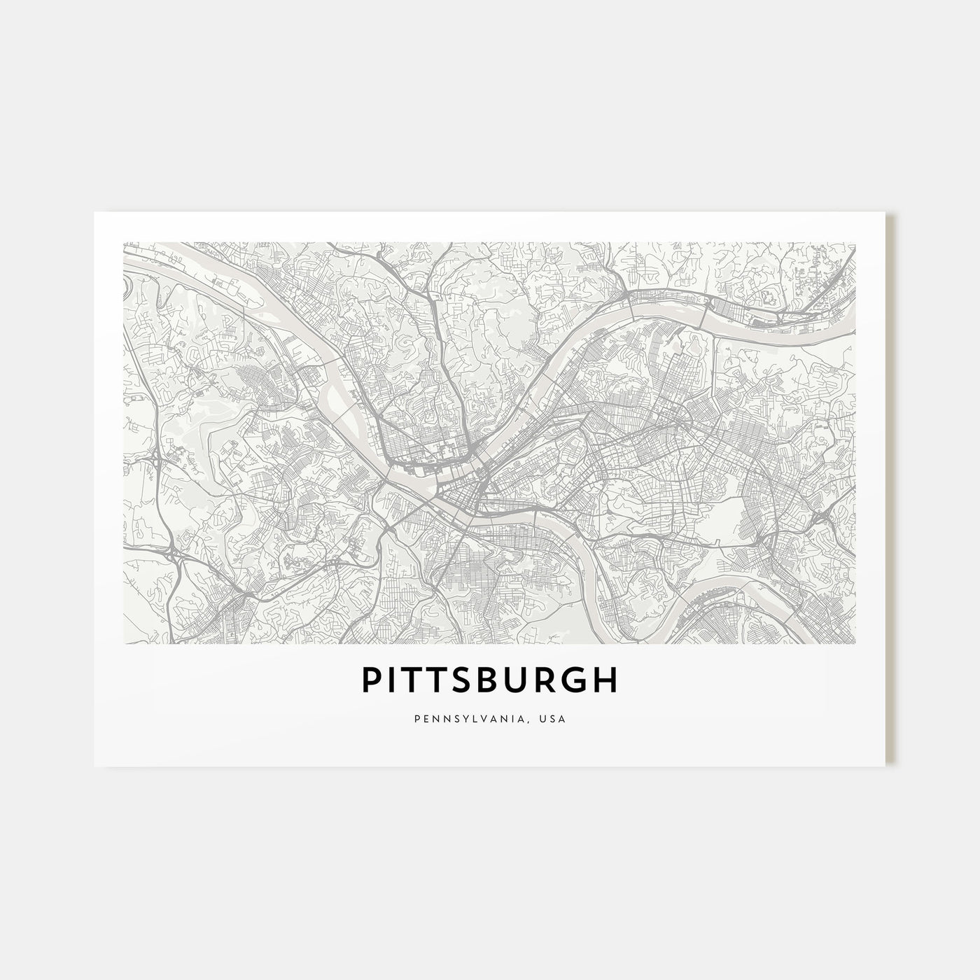 Pittsburgh Map Landscape Poster