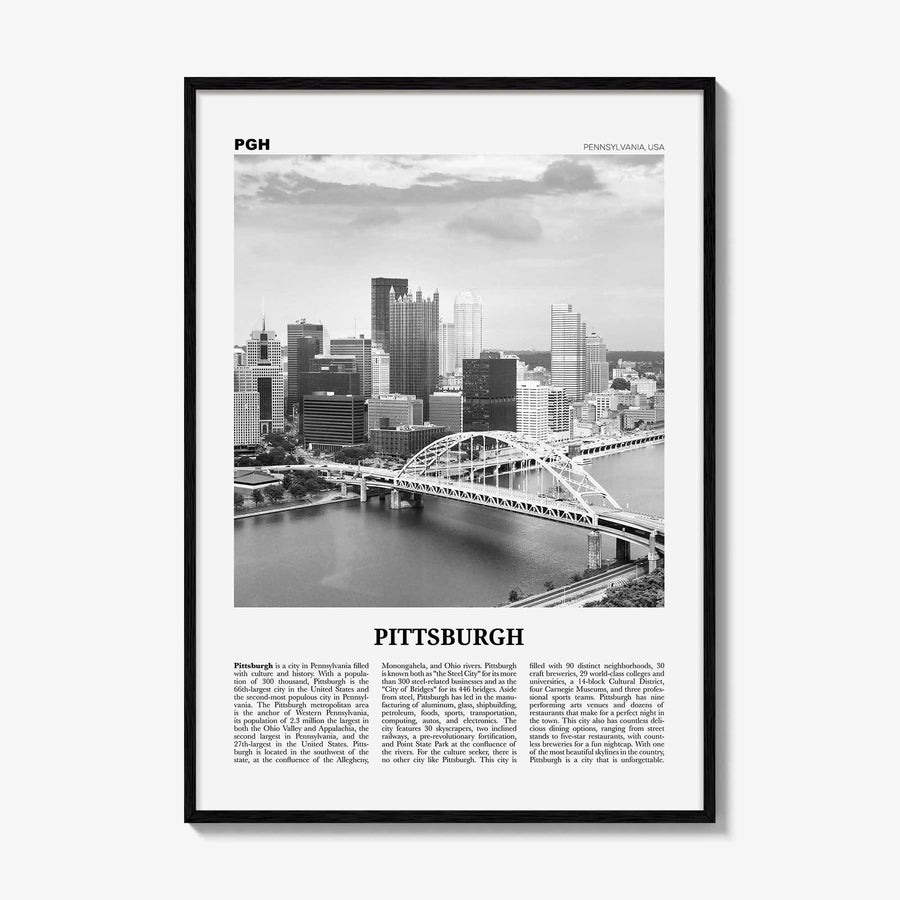 Pittsburgh Print Black and White No 1, Pittsburgh Wall Art, Pittsburgh Poster, Pittsburgh Photo, Pennsylvania, USA, United States