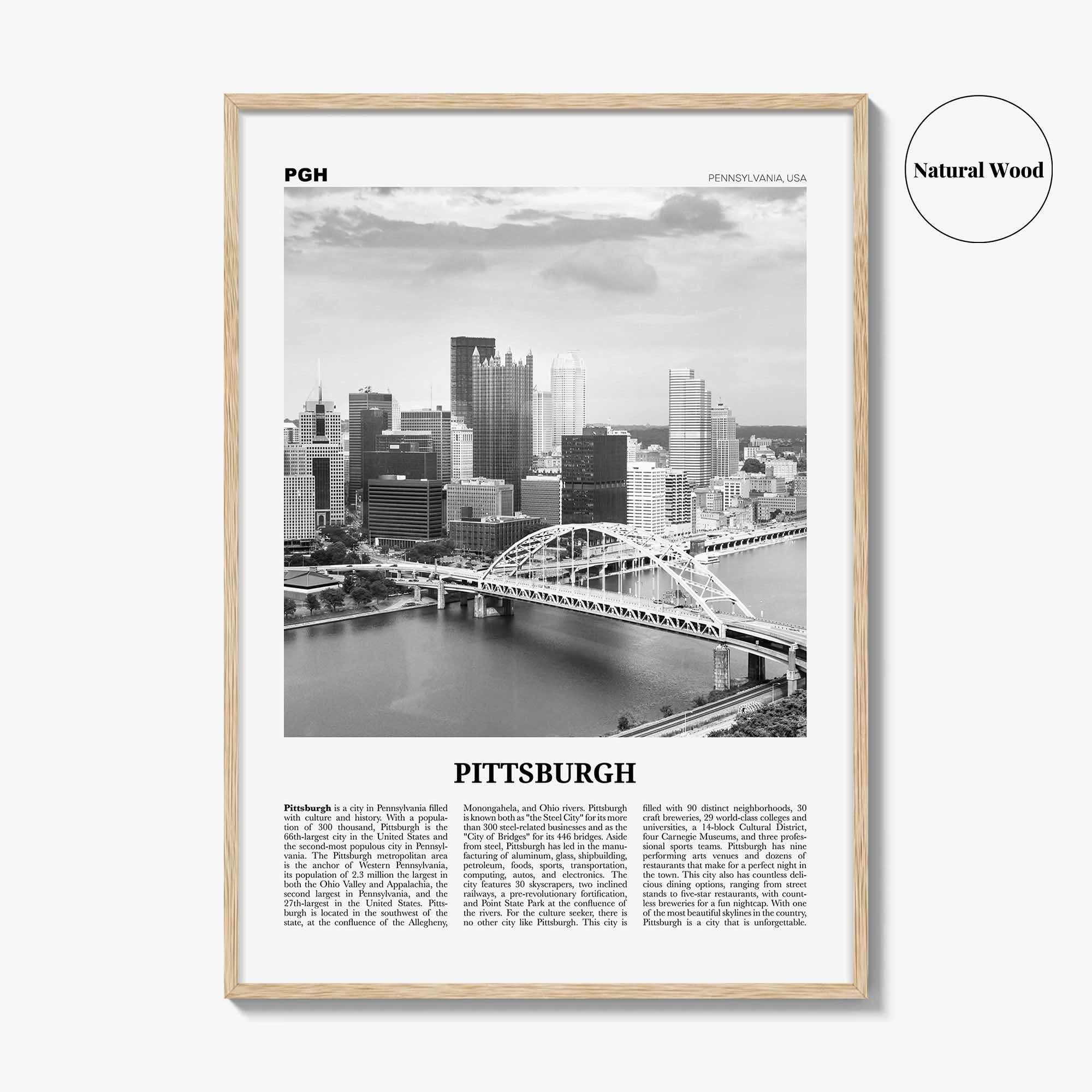 Pittsburgh Print Black and White No 1, Pittsburgh Wall Art, Pittsburgh Poster, Pittsburgh Photo, Pennsylvania, USA, United States