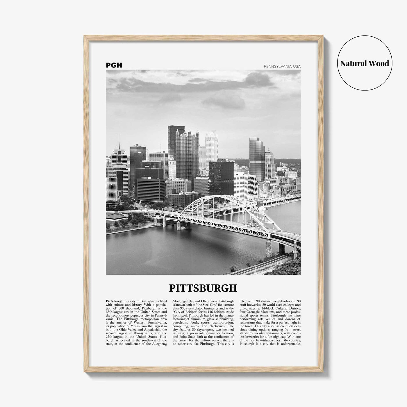 Pittsburgh Print Black and White No 1, Pittsburgh Wall Art, Pittsburgh Poster, Pittsburgh Photo, Pennsylvania, USA, United States