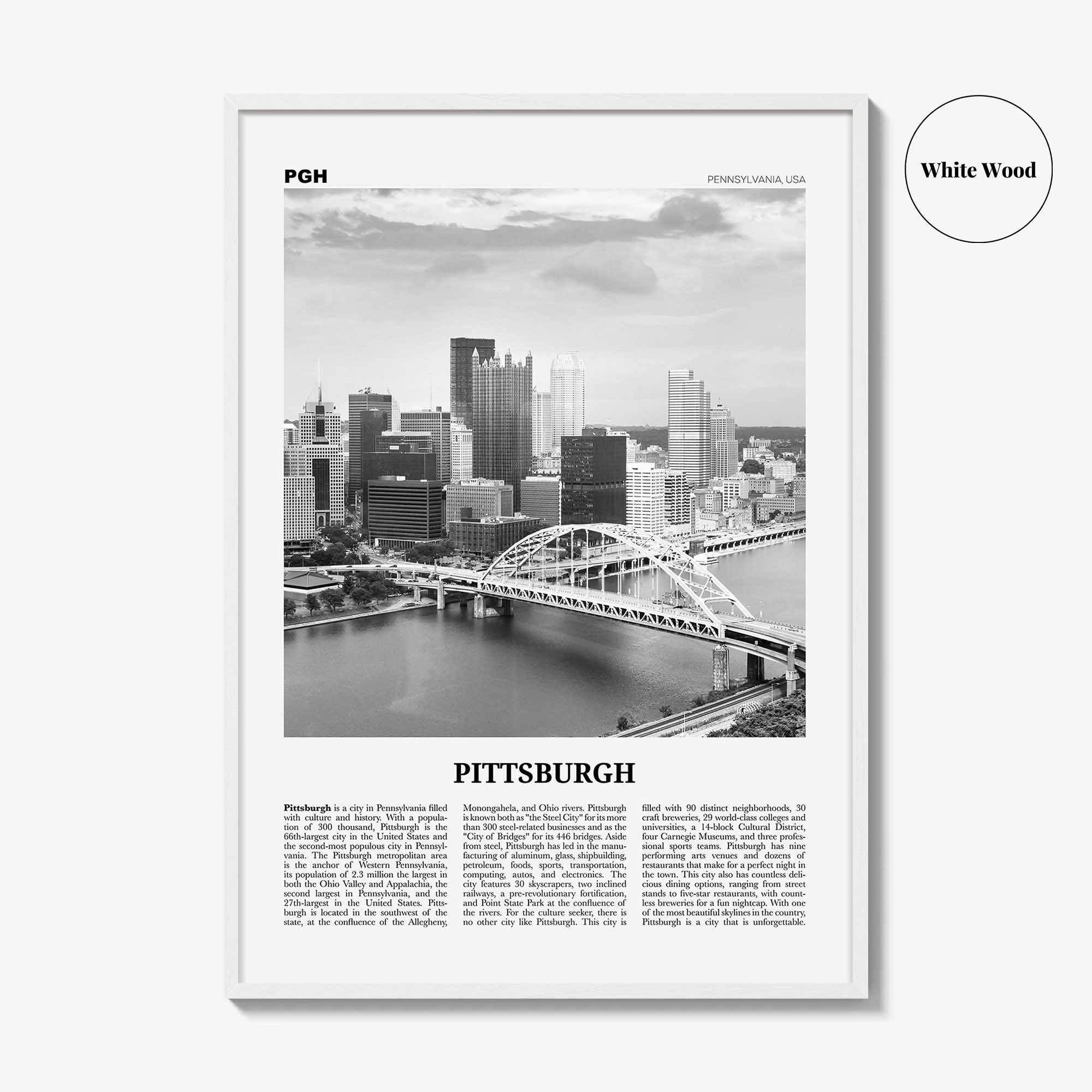 Pittsburgh Print Black and White No 1, Pittsburgh Wall Art, Pittsburgh Poster, Pittsburgh Photo, Pennsylvania, USA, United States