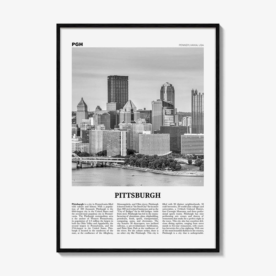 Pittsburgh Print Black and White No 2, Pittsburgh Wall Art, Pittsburgh Poster, Pittsburgh Photo, Pennsylvania, USA, United States