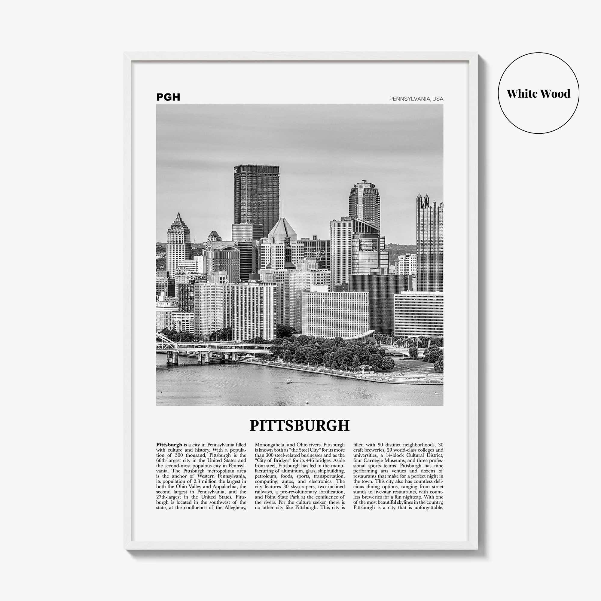 Pittsburgh Print Black and White No 2, Pittsburgh Wall Art, Pittsburgh Poster, Pittsburgh Photo, Pennsylvania, USA, United States
