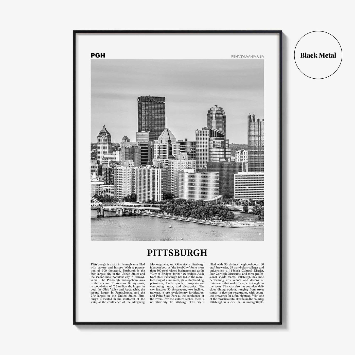 Pittsburgh Print Black and White No 2, Pittsburgh Wall Art, Pittsburgh Poster, Pittsburgh Photo, Pennsylvania, USA, United States