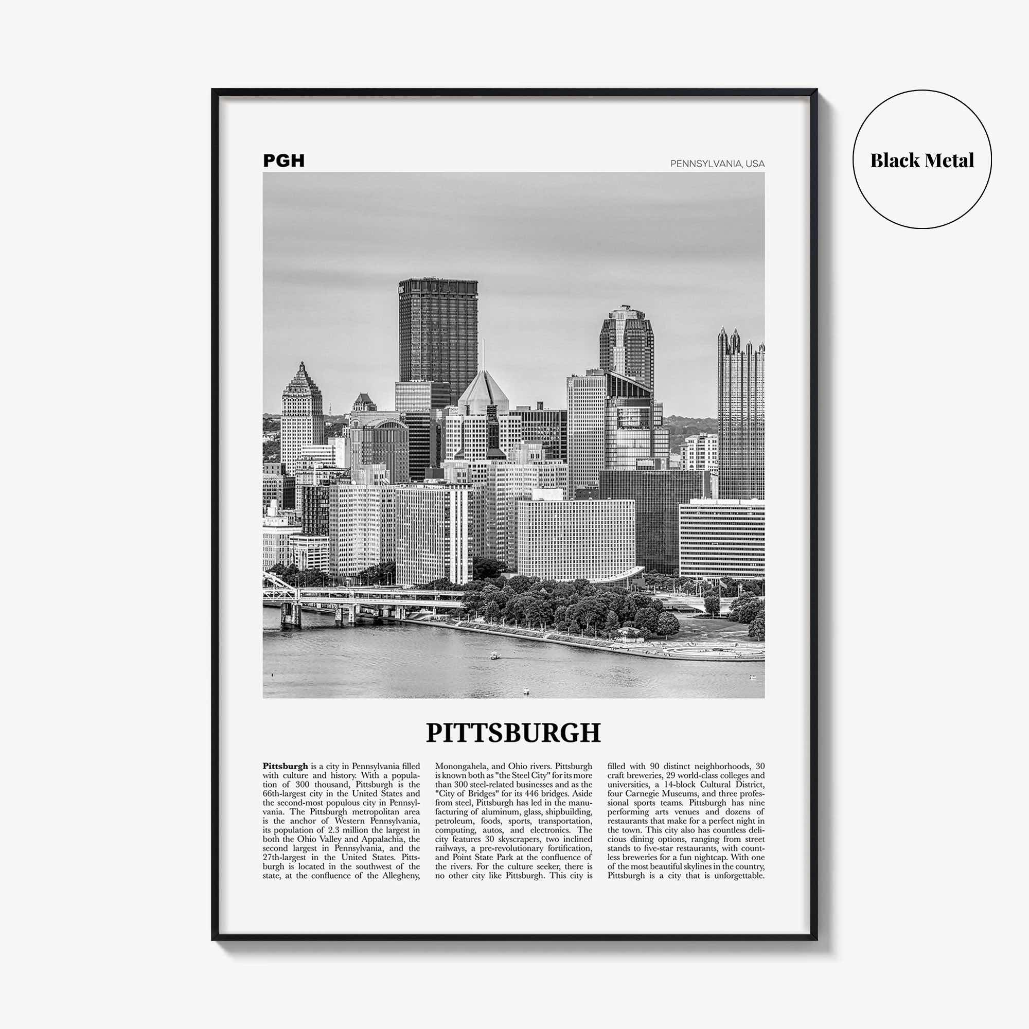Pittsburgh Print Black and White No 2, Pittsburgh Wall Art, Pittsburgh Poster, Pittsburgh Photo, Pennsylvania, USA, United States