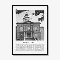 Placer County Print Black and White, Placer County Wall Art, Placer County Poster, Placer County Photo, Placer County Wall Décor, Placer Map