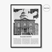 Placer County Print Black and White, Placer County Wall Art, Placer County Poster, Placer County Photo, Placer County Wall Décor, Placer Map