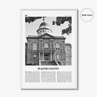 Placer County Print Black and White, Placer County Wall Art, Placer County Poster, Placer County Photo, Placer County Wall Décor, Placer Map