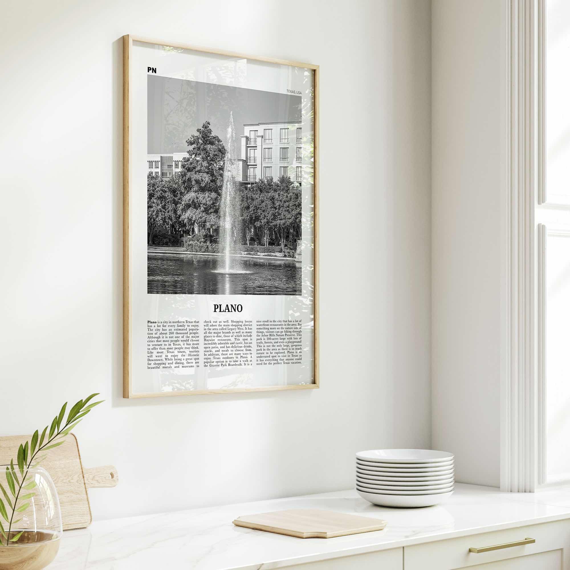 Plano Print Black and White, Plano Wall Art, Plano Poster, Plano Photo, Plano Wall Décor, Texas, USA, United States