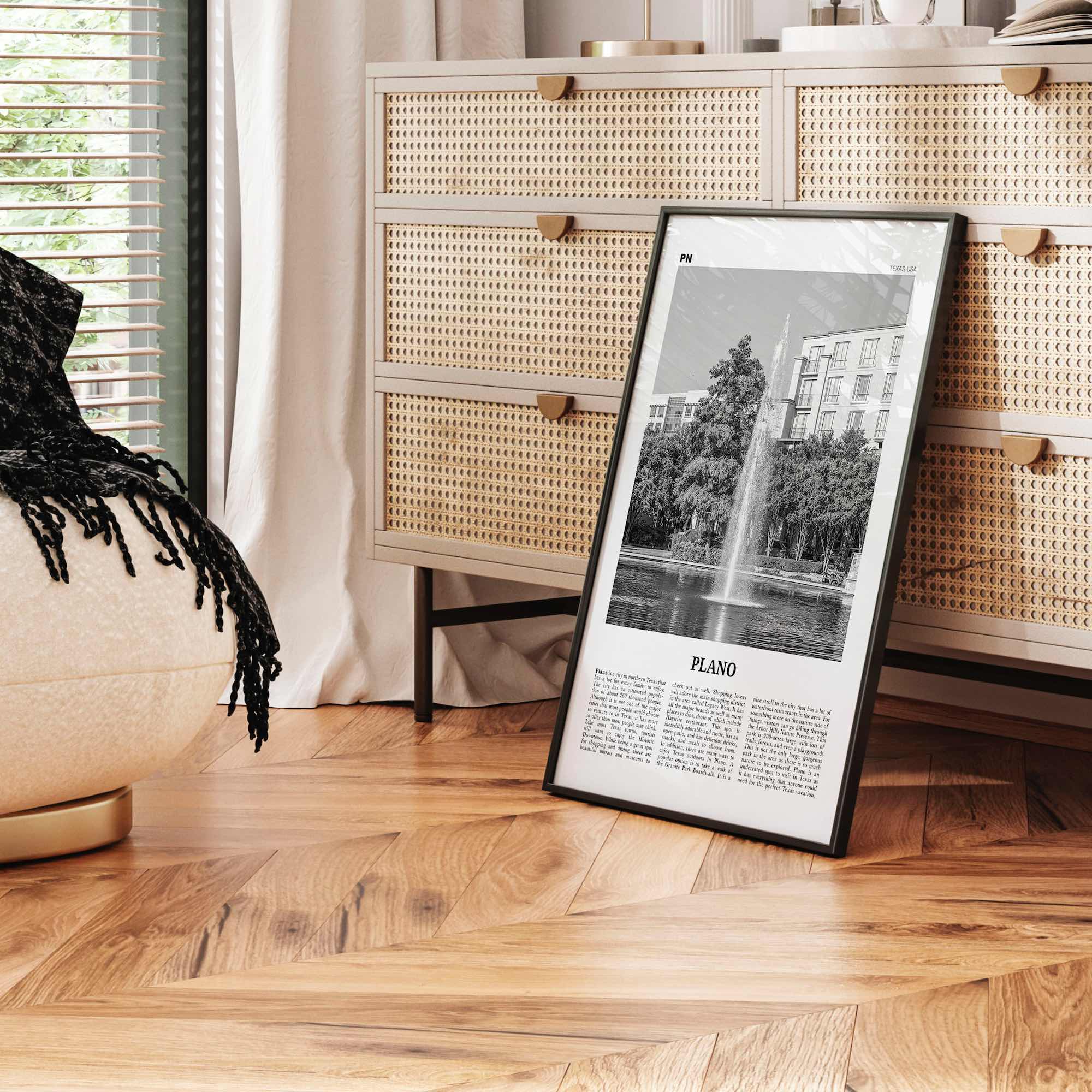 Plano Print Black and White, Plano Wall Art, Plano Poster, Plano Photo, Plano Wall Décor, Texas, USA, United States