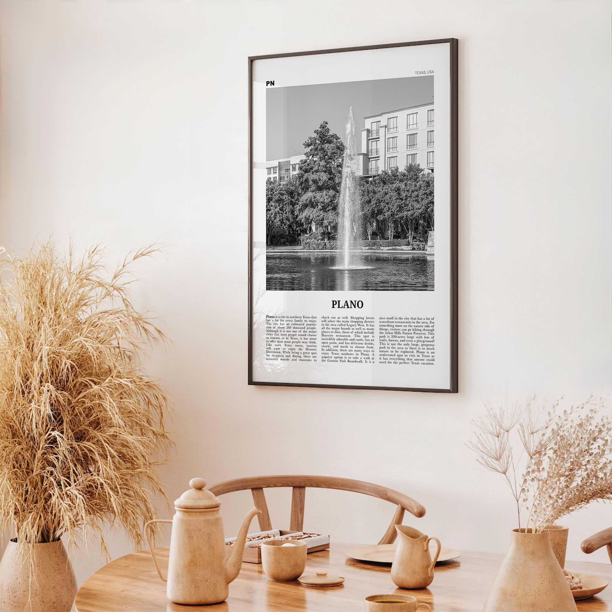 Plano Print Black and White, Plano Wall Art, Plano Poster, Plano Photo, Plano Wall Décor, Texas, USA, United States