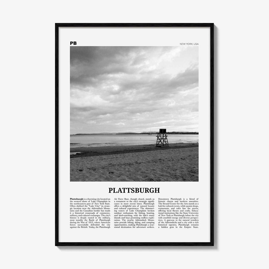Plattsburgh Print Black and White, Plattsburgh Wall Art, Plattsburgh Poster, Plattsburgh Photo, Plattsburgh Wall Décor
