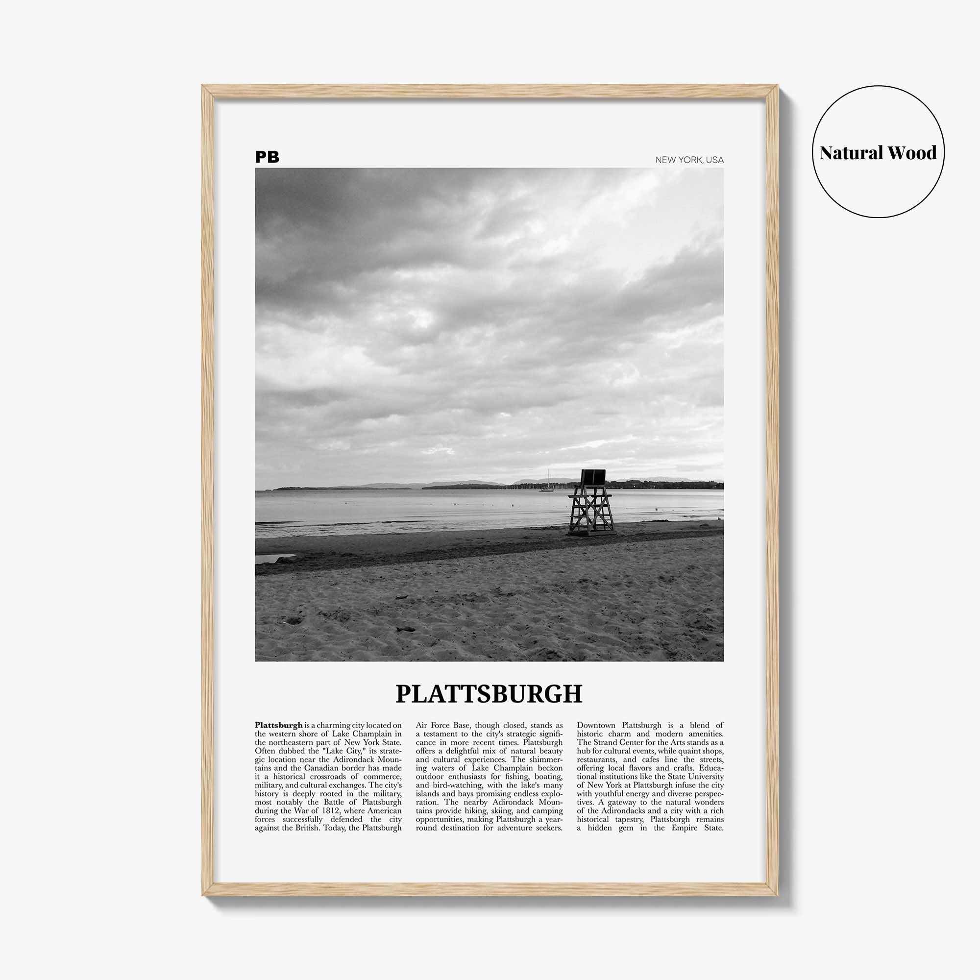 Plattsburgh Print Black and White, Plattsburgh Wall Art, Plattsburgh Poster, Plattsburgh Photo, Plattsburgh Wall Décor