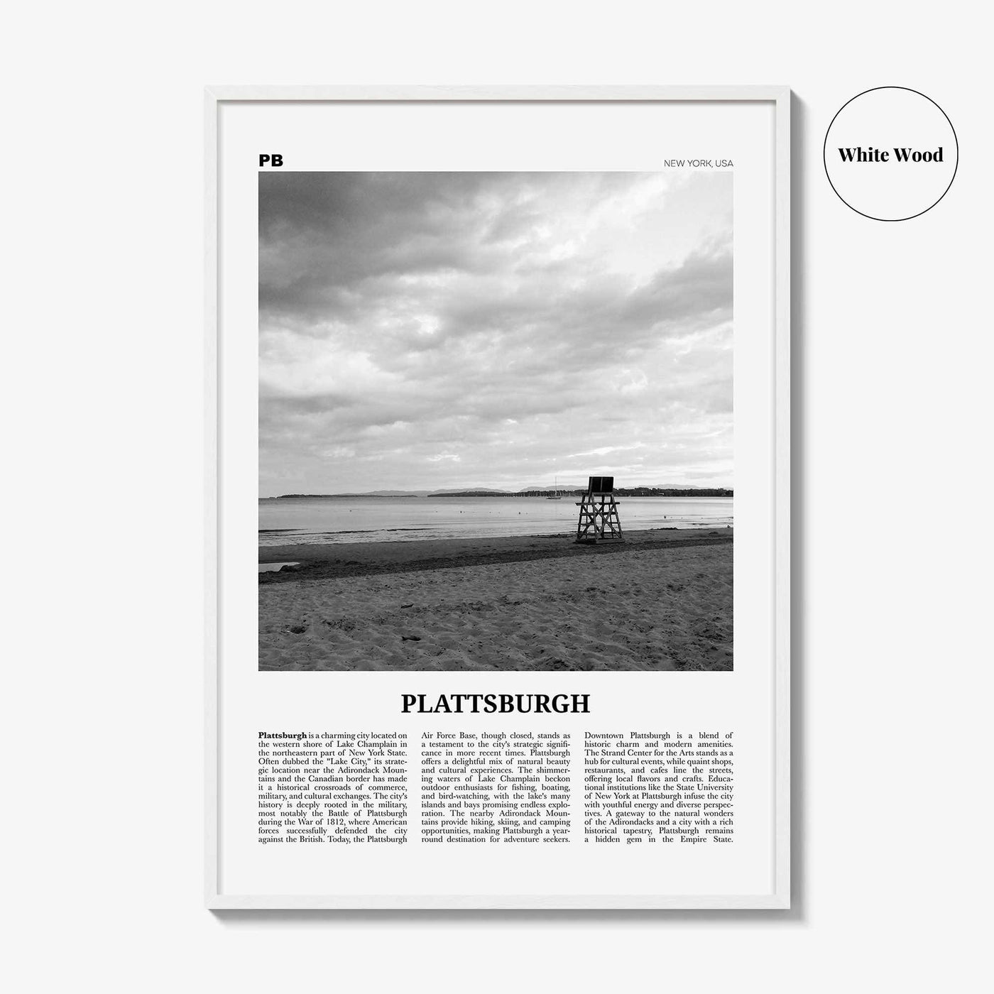 Plattsburgh Print Black and White, Plattsburgh Wall Art, Plattsburgh Poster, Plattsburgh Photo, Plattsburgh Wall Décor